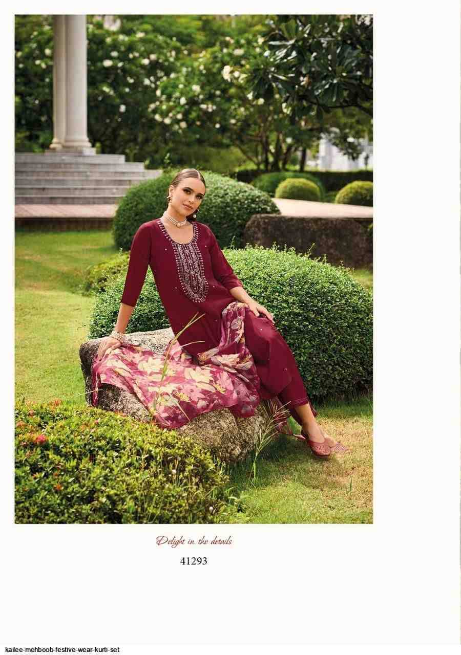 Mehboob By Kailee 41291 To 41296 Series Beautiful Festive Suits Colorful Stylish Fancy Casual Wear & Ethnic Wear Pure Viscose Silk Dresses At Wholesale Price