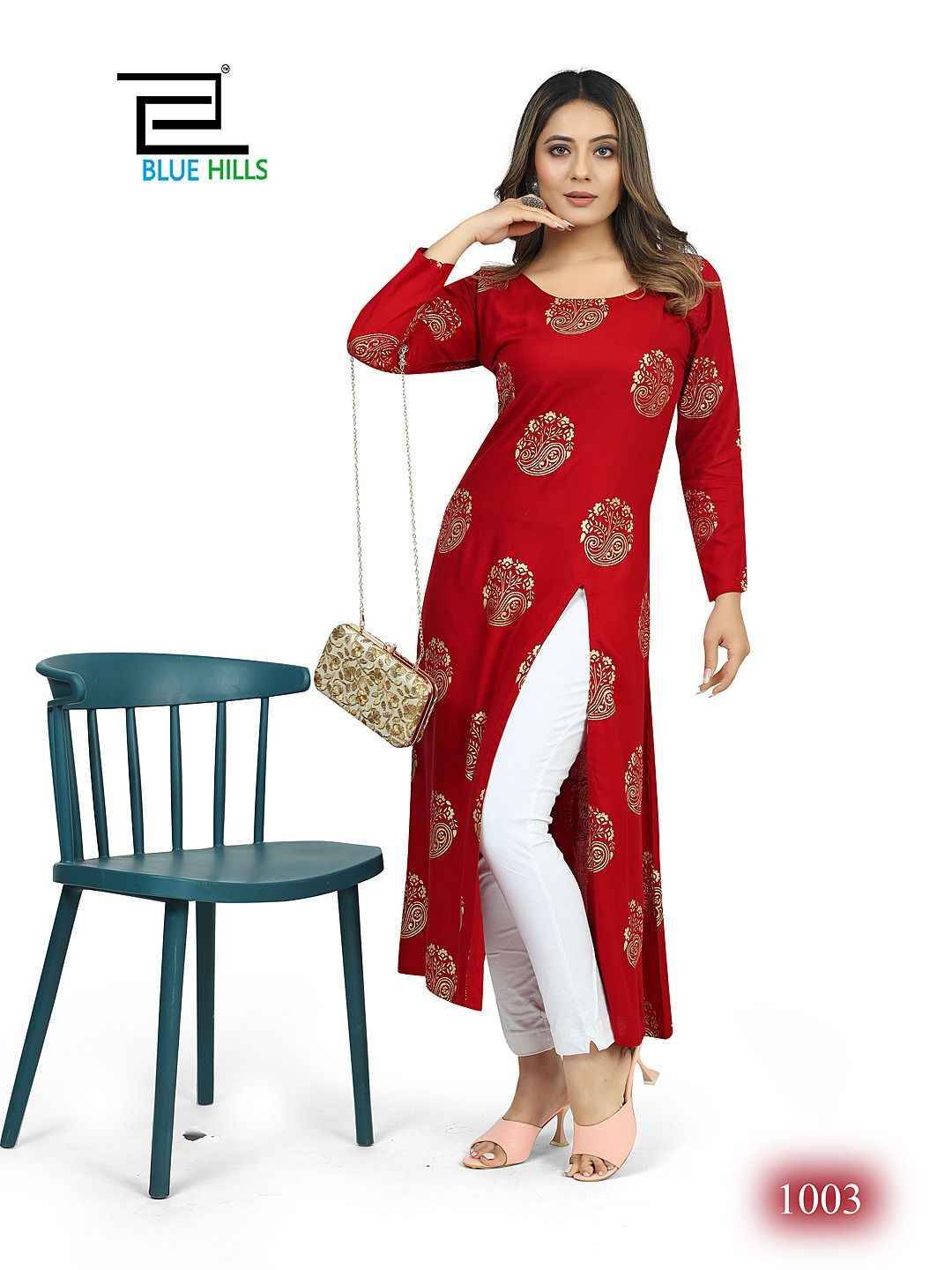 Chandrayaan Vol-3 By Blue Hills 1001 To 1004 Series Designer Stylish Fancy Colorful Beautiful Party Wear & Ethnic Wear Collection Heavy Rayon Foil Kurtis At Wholesale Price
