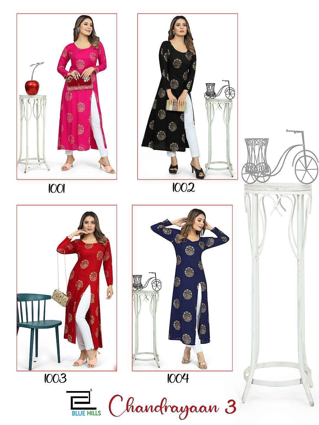 Chandrayaan Vol-3 By Blue Hills 1001 To 1004 Series Designer Stylish Fancy Colorful Beautiful Party Wear & Ethnic Wear Collection Heavy Rayon Foil Kurtis At Wholesale Price
