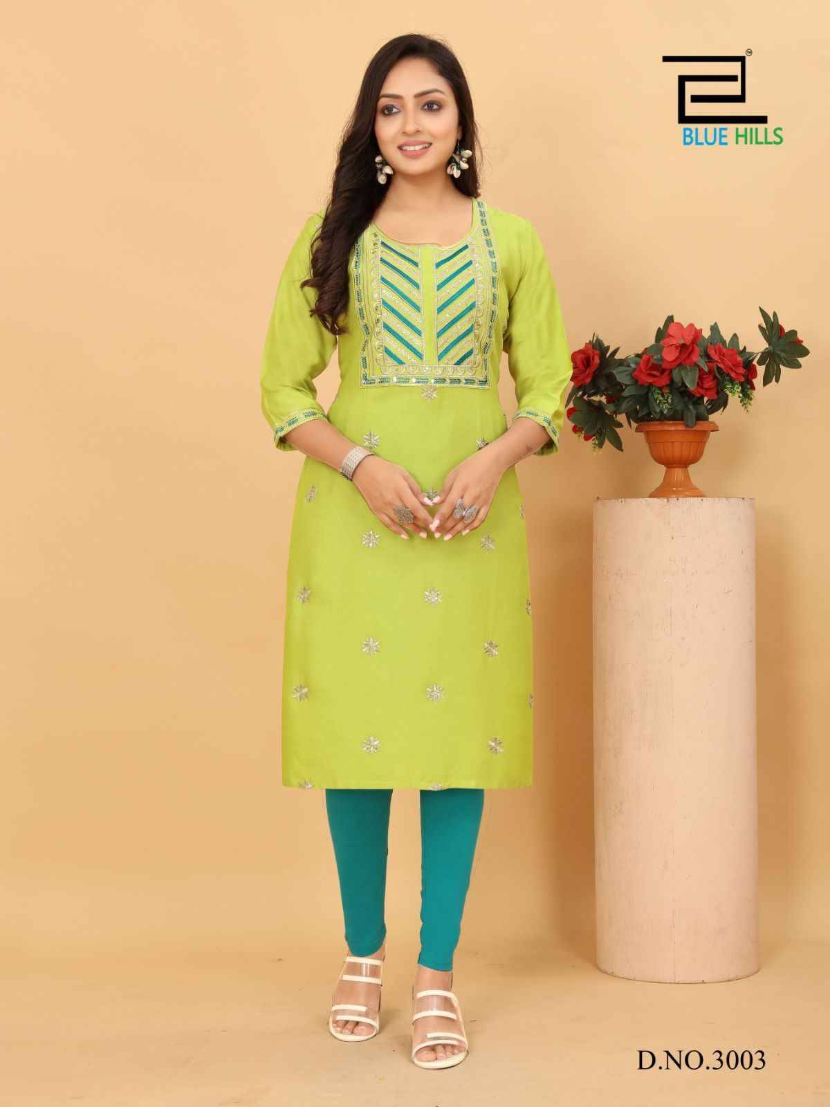 Blue Star Vol-3 By Blue Hills 3001 To 3005 Series Designer Stylish Fancy Colorful Beautiful Party Wear & Ethnic Wear Collection Heavy Rayon With Work Kurtis At Wholesale Price