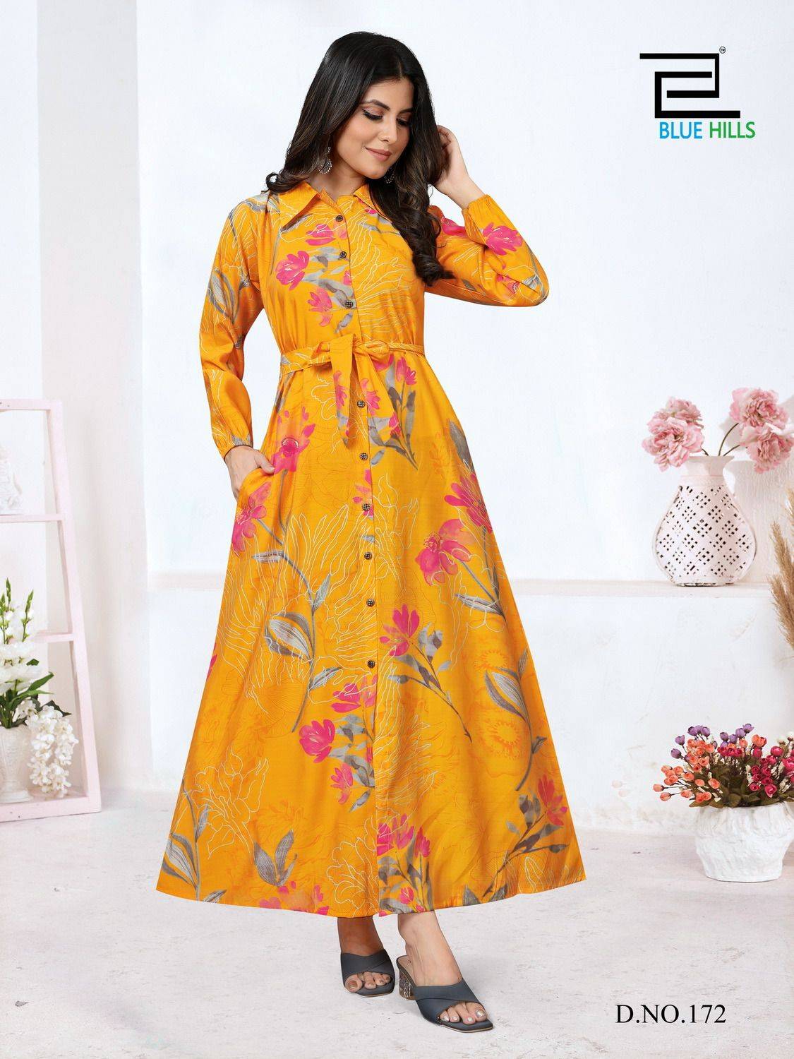 Rochelle Vol-5 By Blue Hills 501 To 503 Series Beautiful Stylish Fancy Colorful Casual Wear & Ethnic Wear Modal Chanderi Print Gowns At Wholesale Price