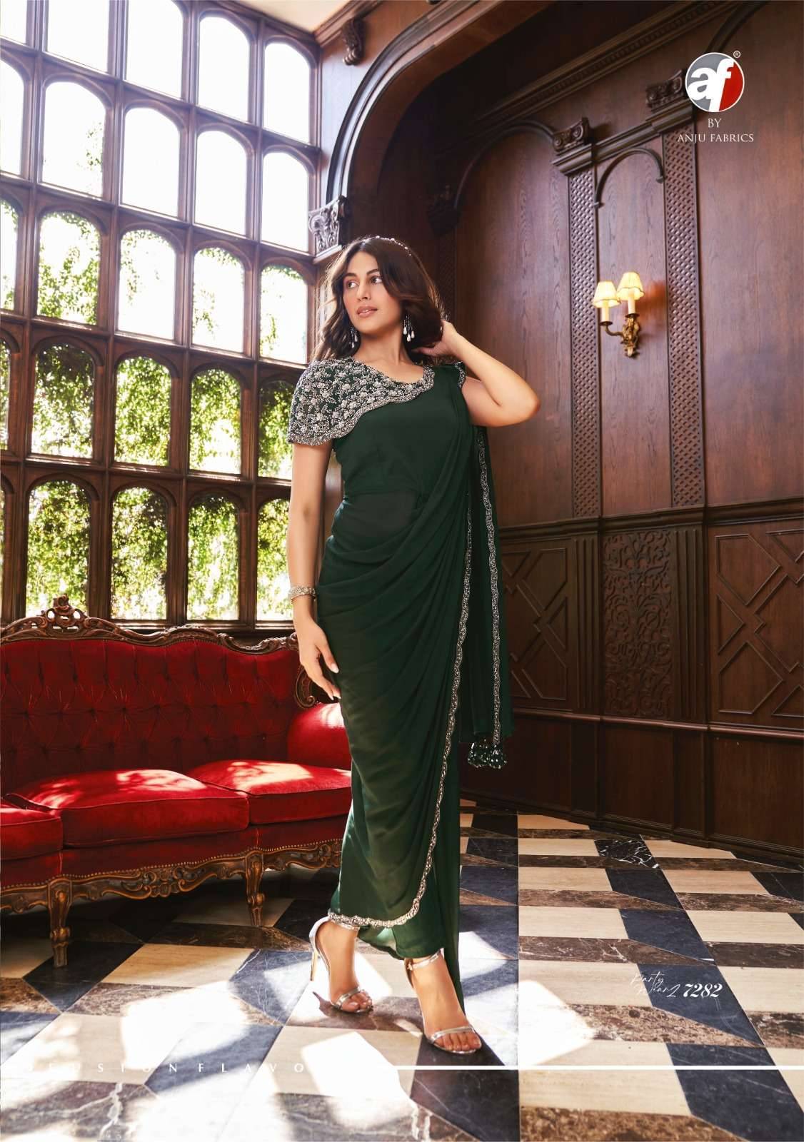 Party Wear Vol-2 By Anju Fabrics 7281 To 7283 Series Beautiful Stylish Fancy Colorful Casual Wear & Ethnic Wear Chinnon Georgette Gowns At Wholesale Price
