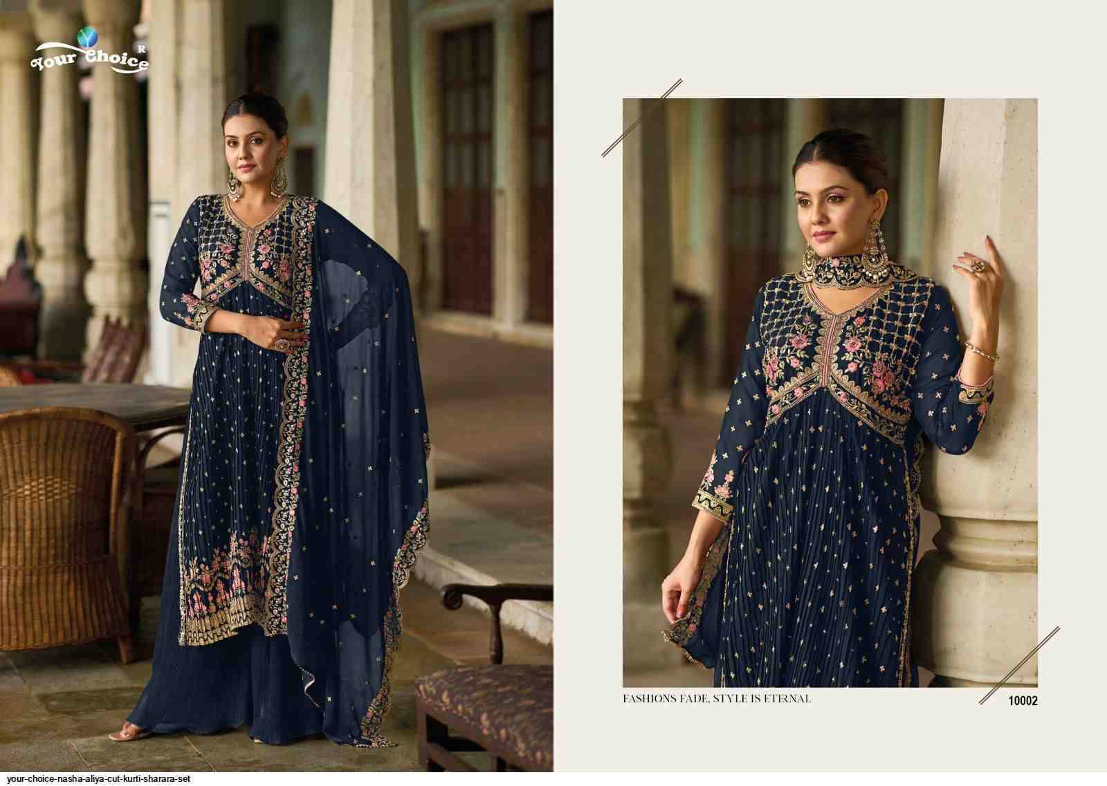 Nasha By Your Choice 10001 To 10006 Series Beautiful Stylish Fancy Colorful Casual Wear & Ethnic Wear Georgette Embroidered Dresses At Wholesale Price