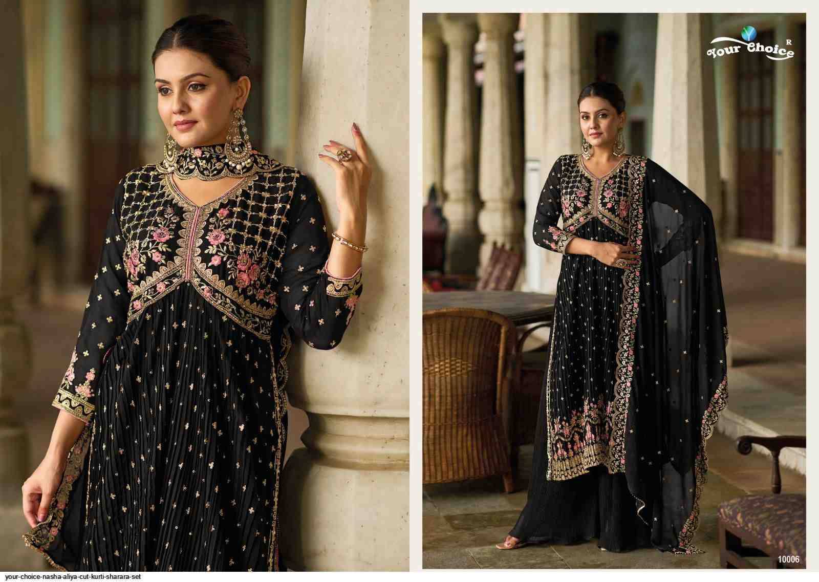 Nasha By Your Choice 10001 To 10006 Series Beautiful Stylish Fancy Colorful Casual Wear & Ethnic Wear Georgette Embroidered Dresses At Wholesale Price