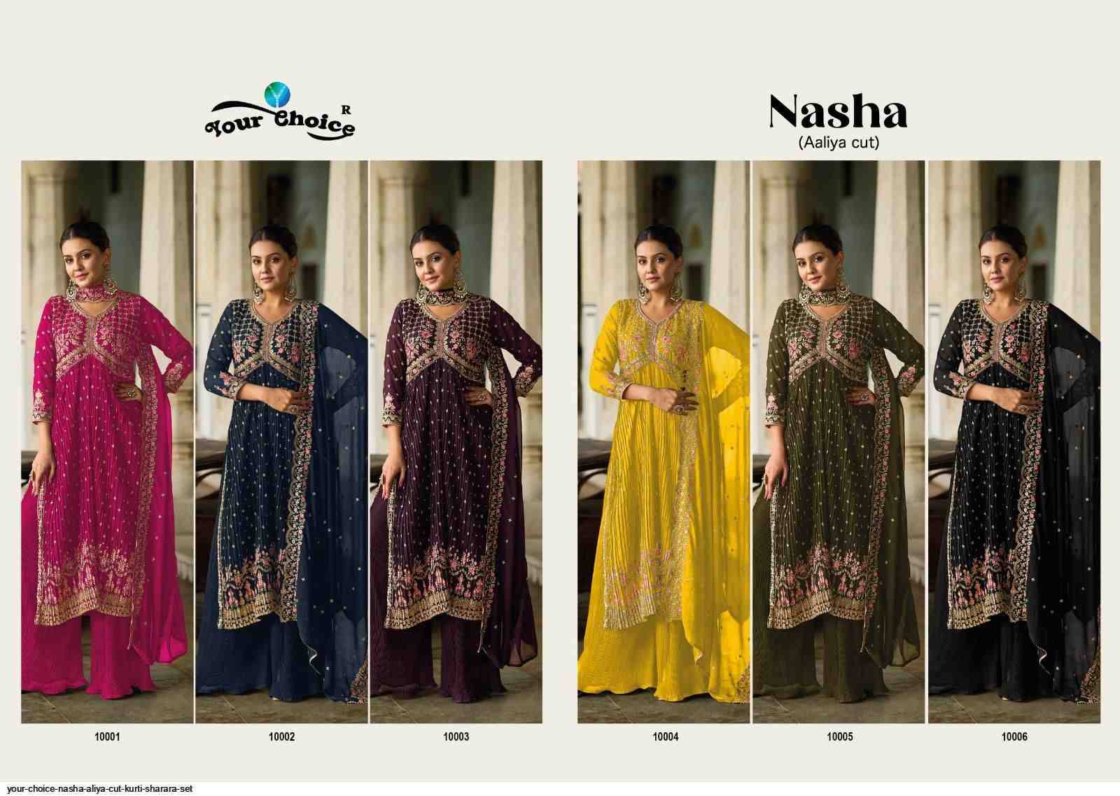 Nasha By Your Choice 10001 To 10006 Series Beautiful Stylish Fancy Colorful Casual Wear & Ethnic Wear Georgette Embroidered Dresses At Wholesale Price