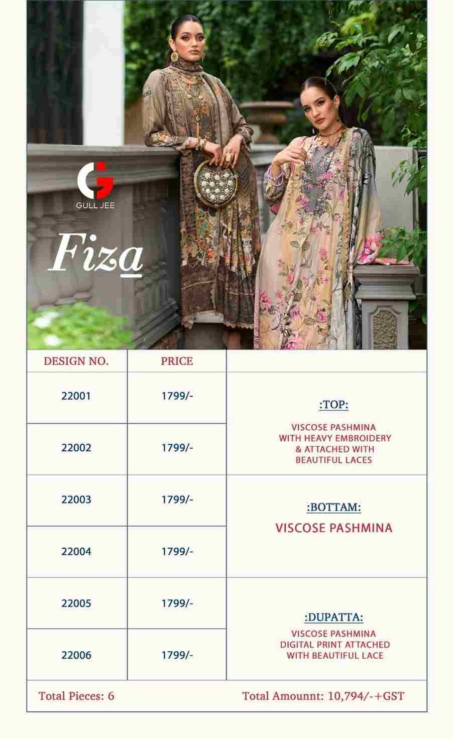 Fiza By Gull Jee 22001 To 22006 Series Beautiful Festive Suits Stylish Fancy Colorful Party Wear & Occasional Wear Viscose Pashmina Embroidered Dresses At Wholesale Price