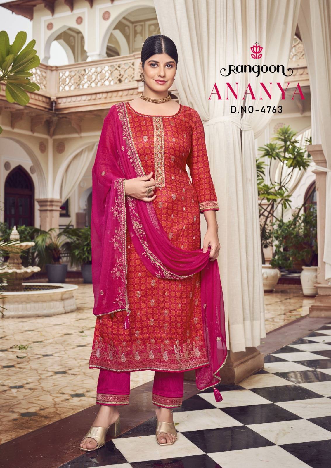 Ananya By Rangoon 4761 To 4764 Series Beautiful Festive Suits Stylish Fancy Colorful Casual Wear & Ethnic Wear Pure Jacquard Digital Print Dresses At Wholesale Price