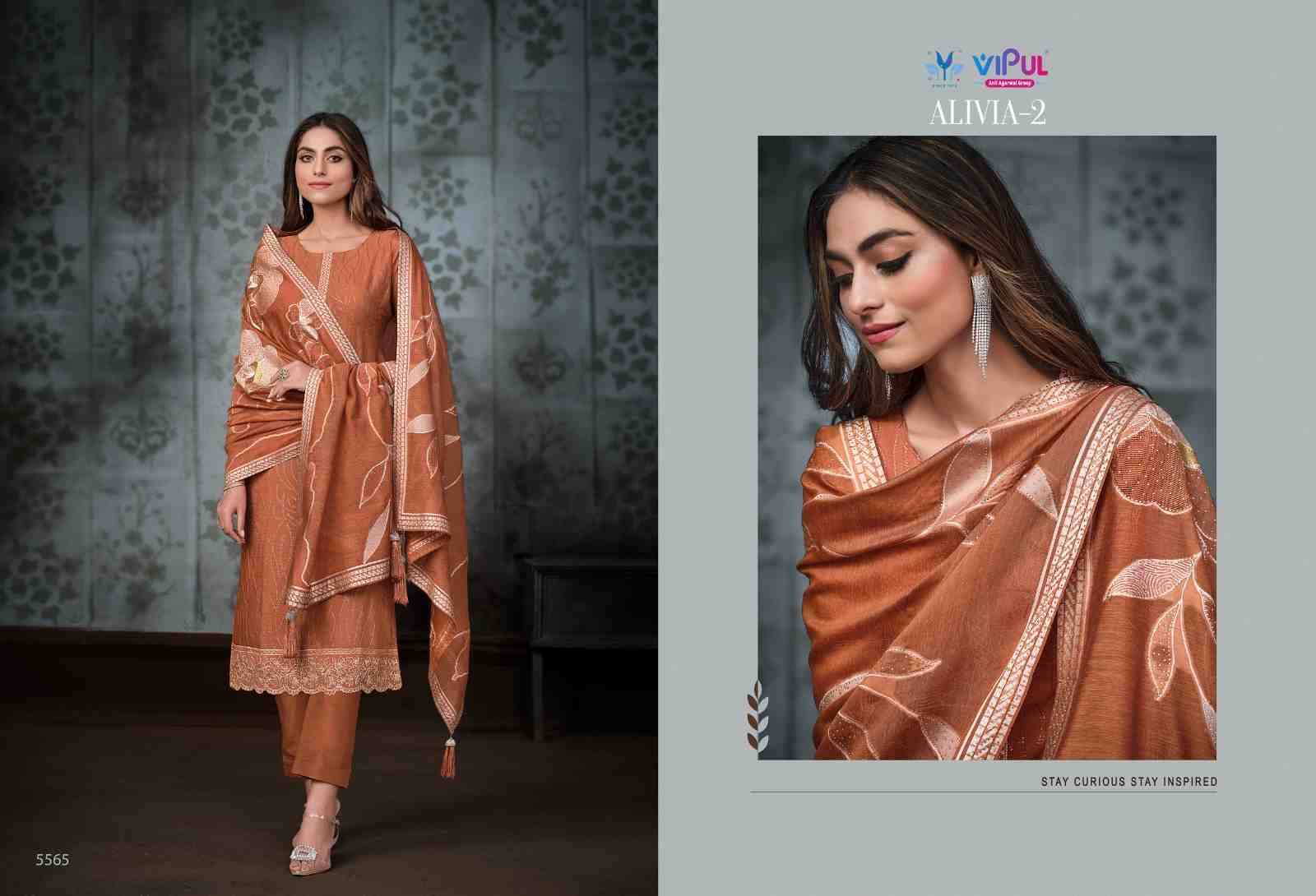 Alivia Vol-2 By Vipul Fashion 5561 To 5566 Series Beautiful Festive Suits Colorful Stylish Fancy Casual Wear & Ethnic Wear Chinnon Chiffon With Work Dresses At Wholesale Price