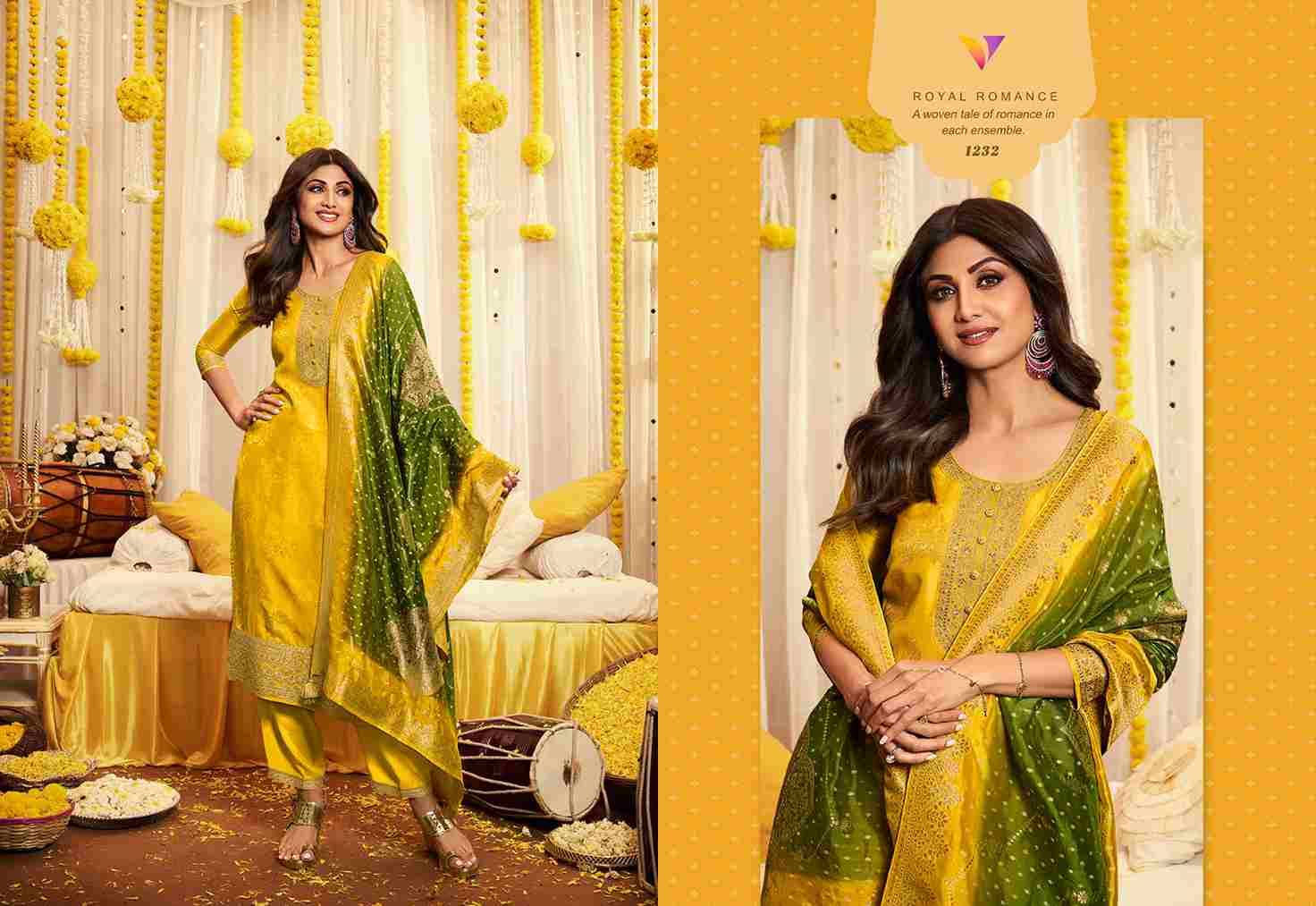 Haldi By Vatsam 1231 To 1234 Series Designer Suits Collection Beautiful Stylish Colorful Fancy Party Wear & Occasional Wear Georgette Silk/Jacquard Dresses At Wholesale Price
