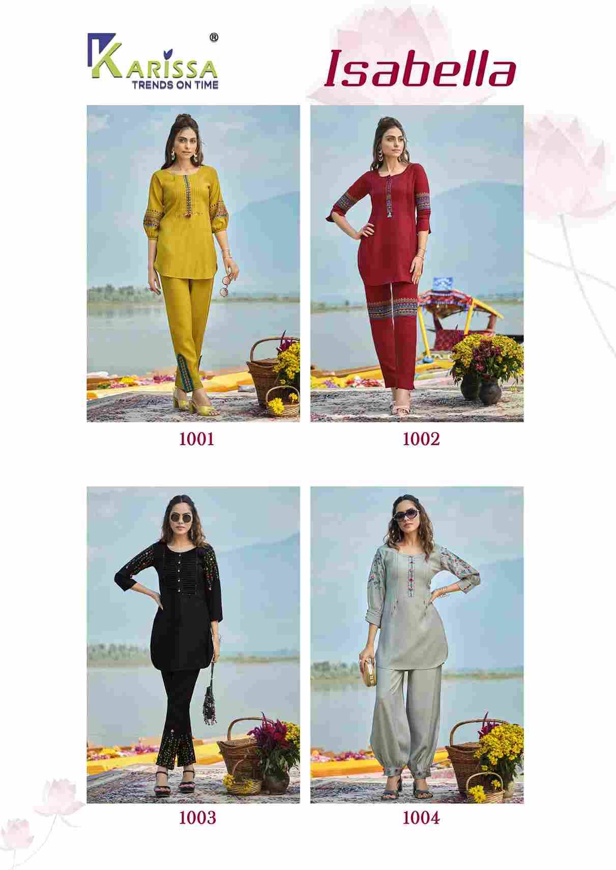 Isabella By Karissa 1001 To 1004 Series Designer Stylish Fancy Colorful Beautiful Party Wear & Ethnic Wear Collection Viscose Silk Co-Ord At Wholesale Price