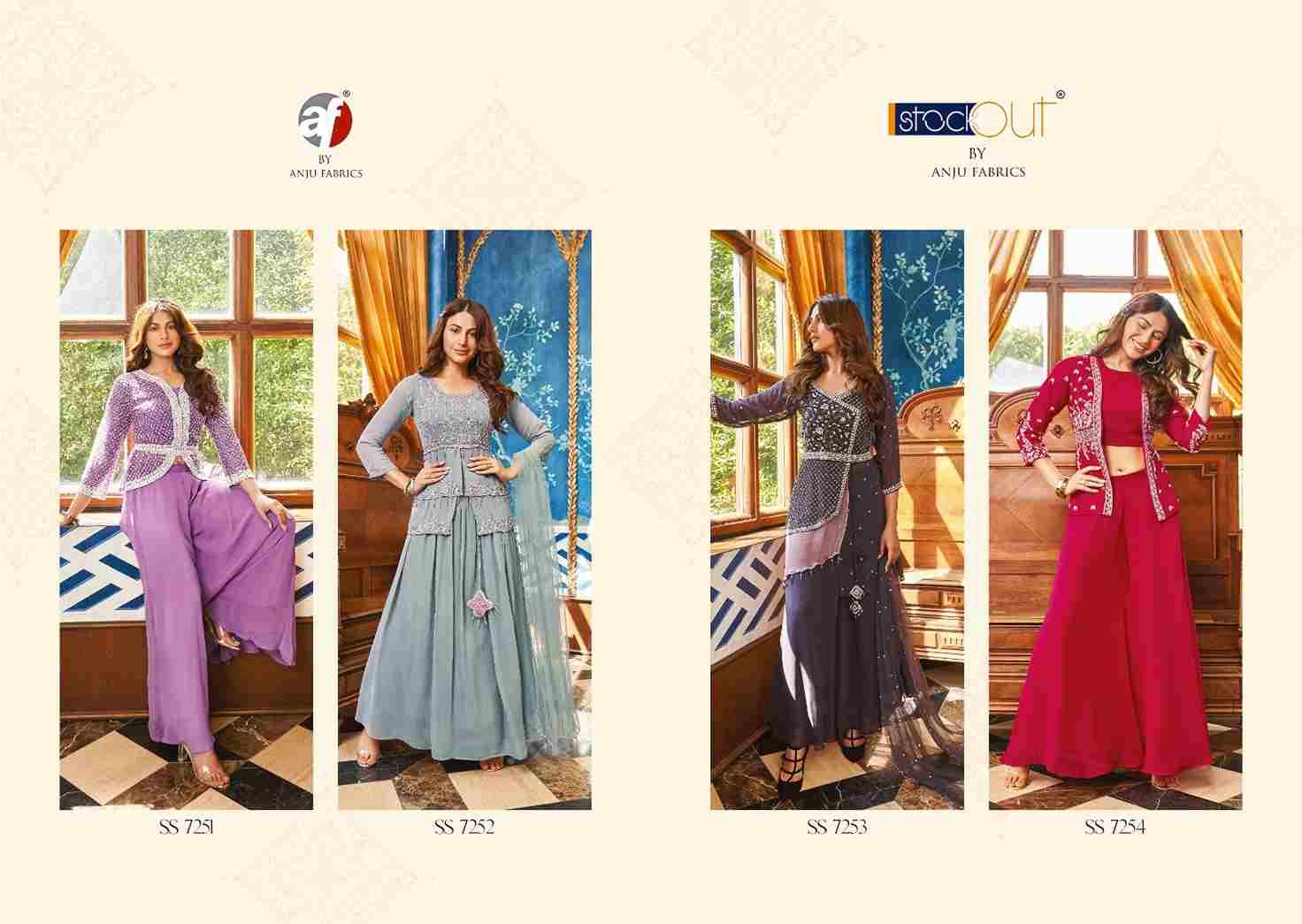 Secret Shadow By Anju Fabrics 7251 To 7254 Series Beautiful Stylish Fancy Colorful Casual Wear & Ethnic Wear Pure Viscose Georgette Foil Tops With Palazzo At Wholesale Price