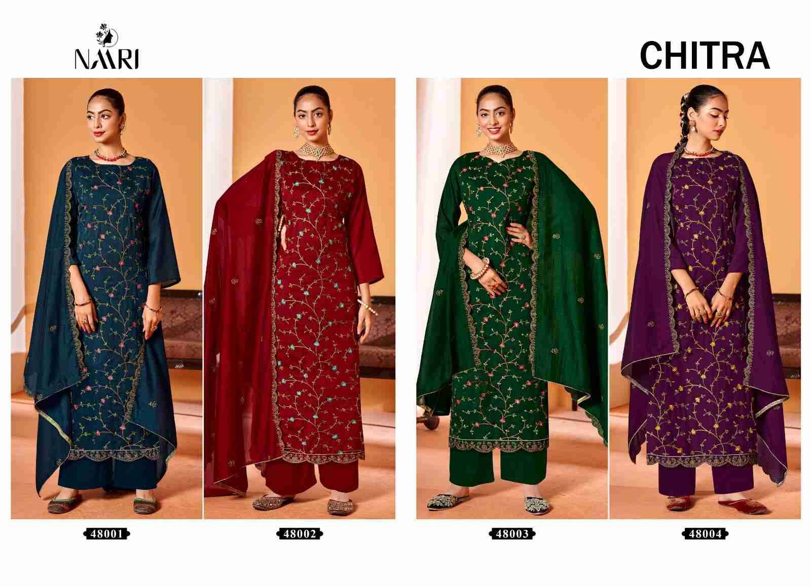 Chitra By Naari 48001 To 48004 Series Designer Suits Collection Beautiful Stylish Colorful Fancy Party Wear & Occasional Wear Georgette Silk/Jacquard Dresses At Wholesale Price