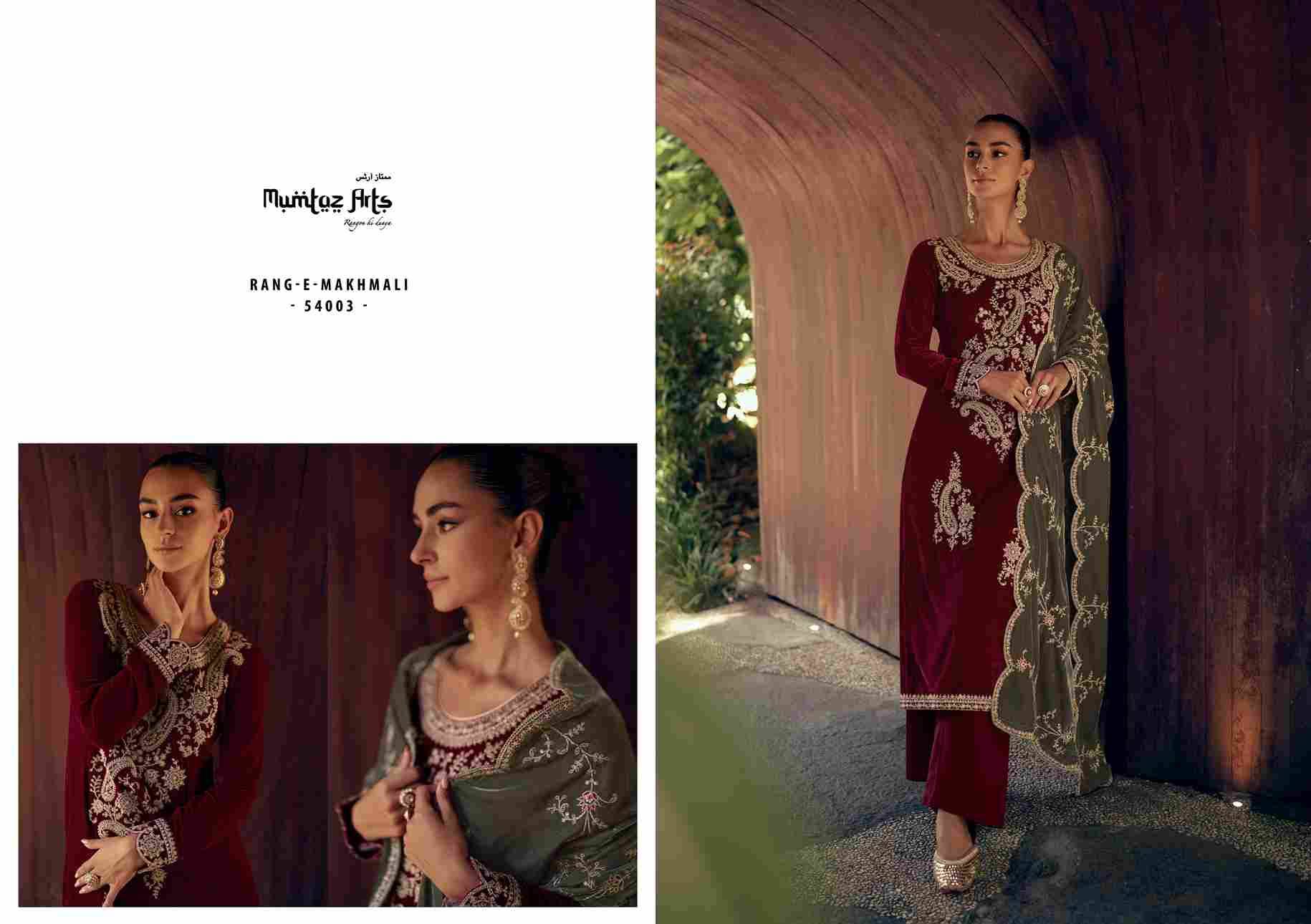 Rang-E-Makhmali By Mumtaz Arts 54001 To 54004 Series Beautiful Pakistani Suits Colorful Stylish Fancy Casual Wear & Ethnic Wear Pure Velvet Embroidered Dresses At Wholesale Price
