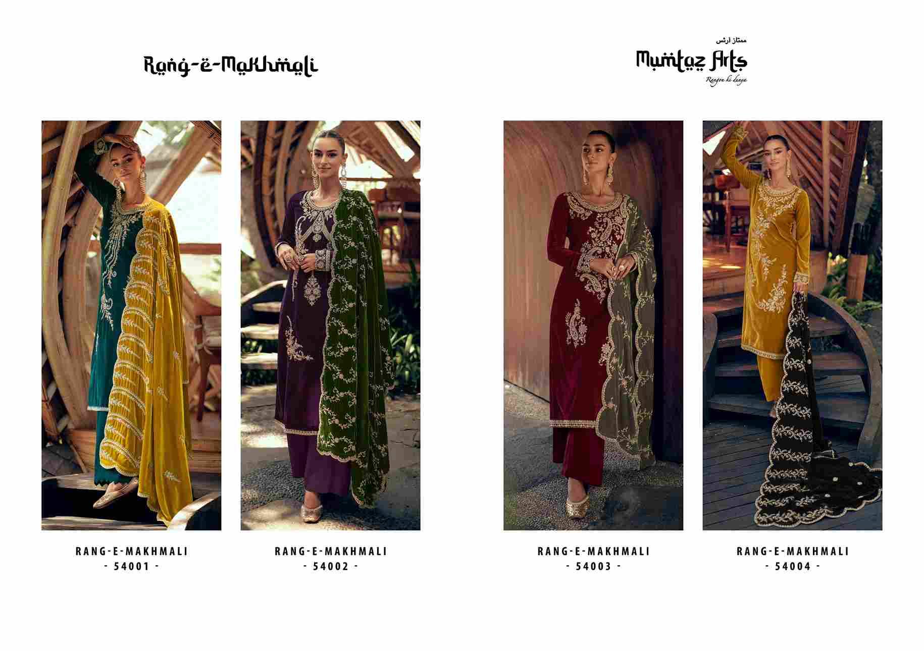 Rang-E-Makhmali By Mumtaz Arts 54001 To 54004 Series Beautiful Pakistani Suits Colorful Stylish Fancy Casual Wear & Ethnic Wear Pure Velvet Embroidered Dresses At Wholesale Price