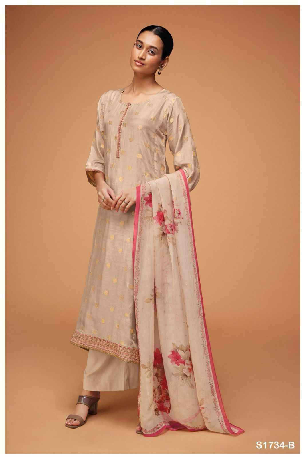 Omisha-1734 By Ganga Fashion 1734-A To 1734-B Series Beautiful Stylish Festive Suits Fancy Colorful Casual Wear & Ethnic Wear & Ready To Wear Premium Viscose Muslin Silk Dresses At Wholesale Price