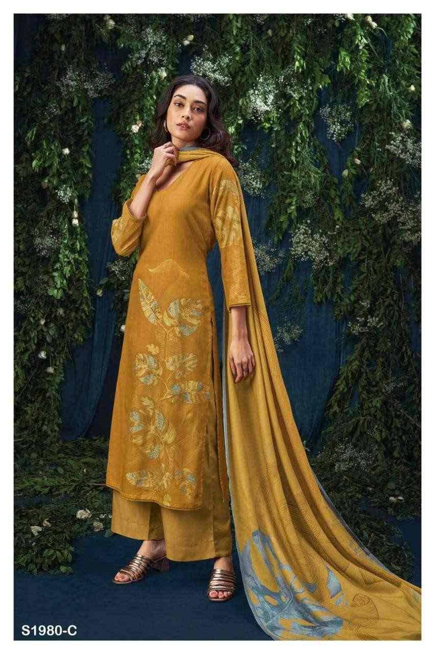 Mahalia-1980 By Ganga Fashion 1980-A To 1980-D Series Beautiful Stylish Festive Suits Fancy Colorful Casual Wear & Ethnic Wear & Ready To Wear Premium Pashmina Print With Embroidery Dresses At Wholesale Price