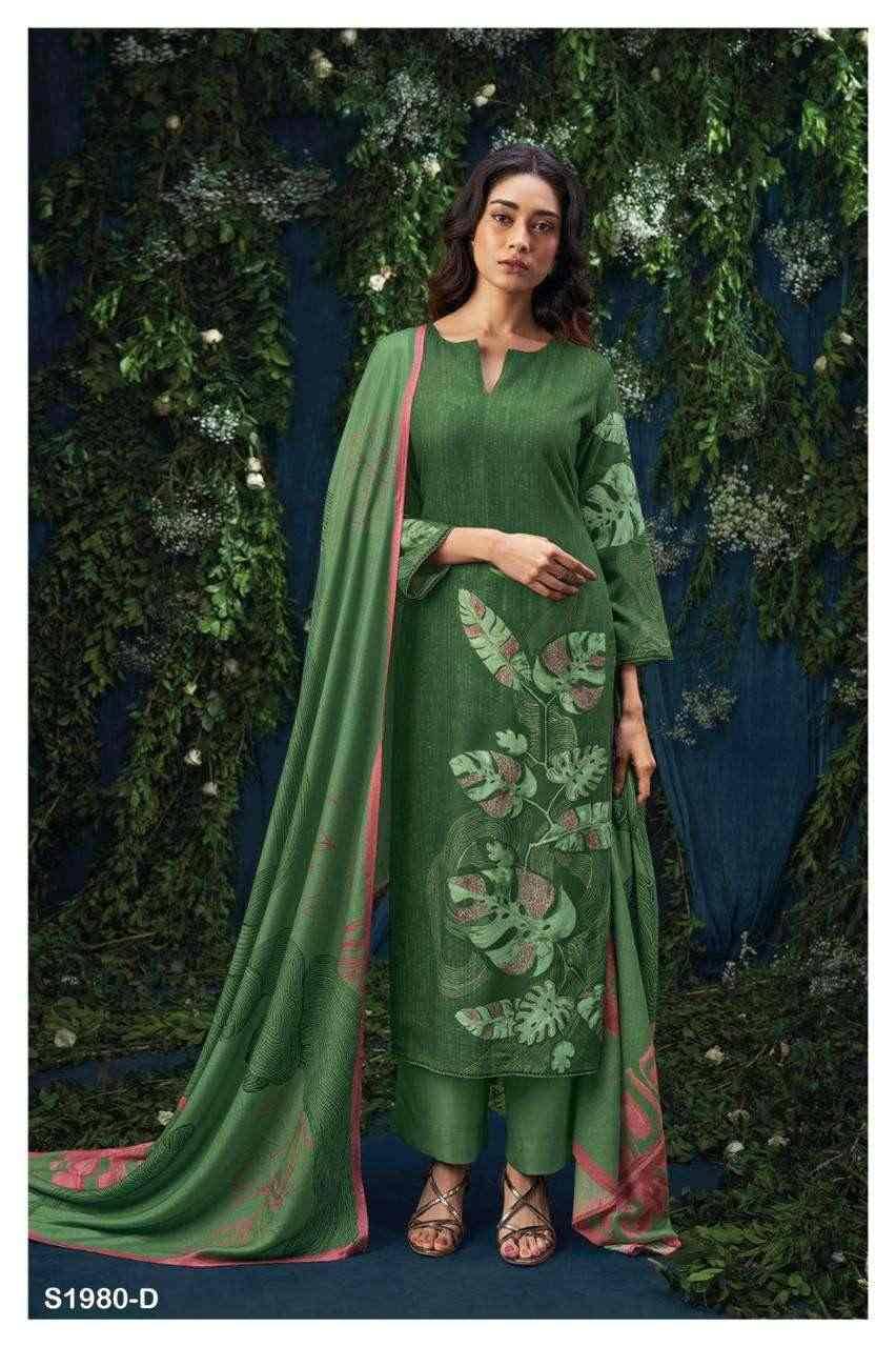 Mahalia-1980 By Ganga Fashion 1980-A To 1980-D Series Beautiful Stylish Festive Suits Fancy Colorful Casual Wear & Ethnic Wear & Ready To Wear Premium Pashmina Print With Embroidery Dresses At Wholesale Price