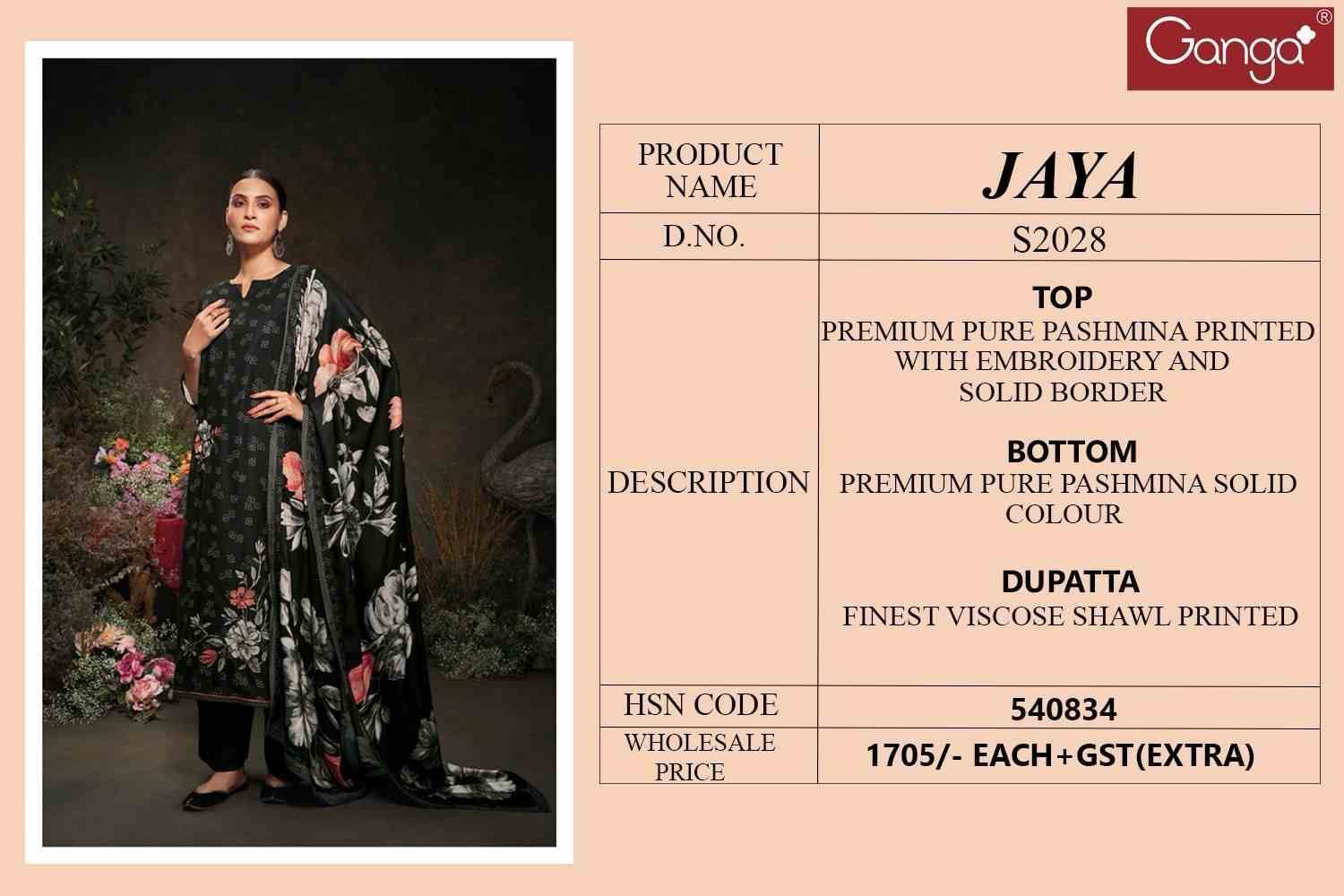 Jaya-2028 By Ganga Fashion 2028-A To 2028-D Series Designer Festive Suits Beautiful Stylish Fancy Colorful Party Wear & Occasional Wear Pure Pashmina Print With Work Dresses At Wholesale Price