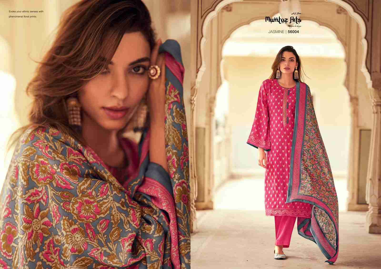 Jasmine By Mumtaz Arts 56001 To 56006 Series Beautiful Pakistani Suits Colorful Stylish Fancy Casual Wear & Ethnic Wear Pure Pashmina Print With Embroidered Dresses At Wholesale Price
