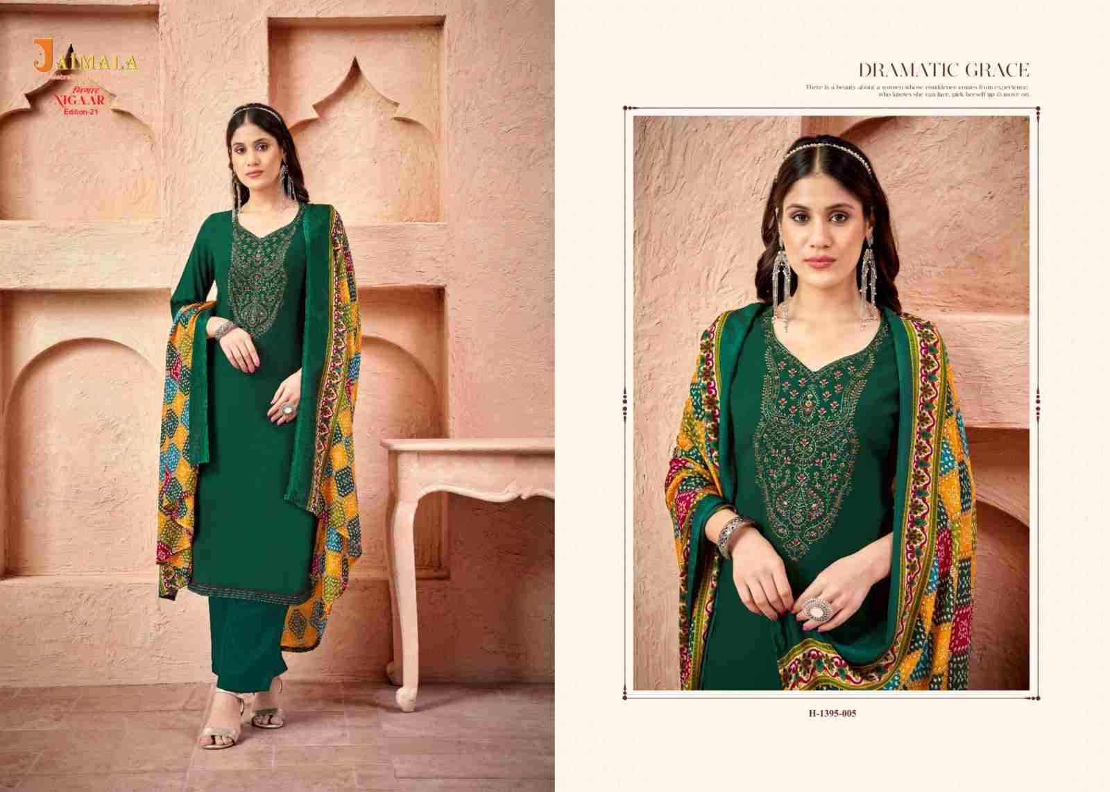 Nigaar Vol-21 By Jaimala 1395-001 To 1395-008 Series Beautiful Festive Suits Colorful Stylish Fancy Casual Wear & Ethnic Wear Pure Rayon Slub With Work Dresses At Wholesale Price