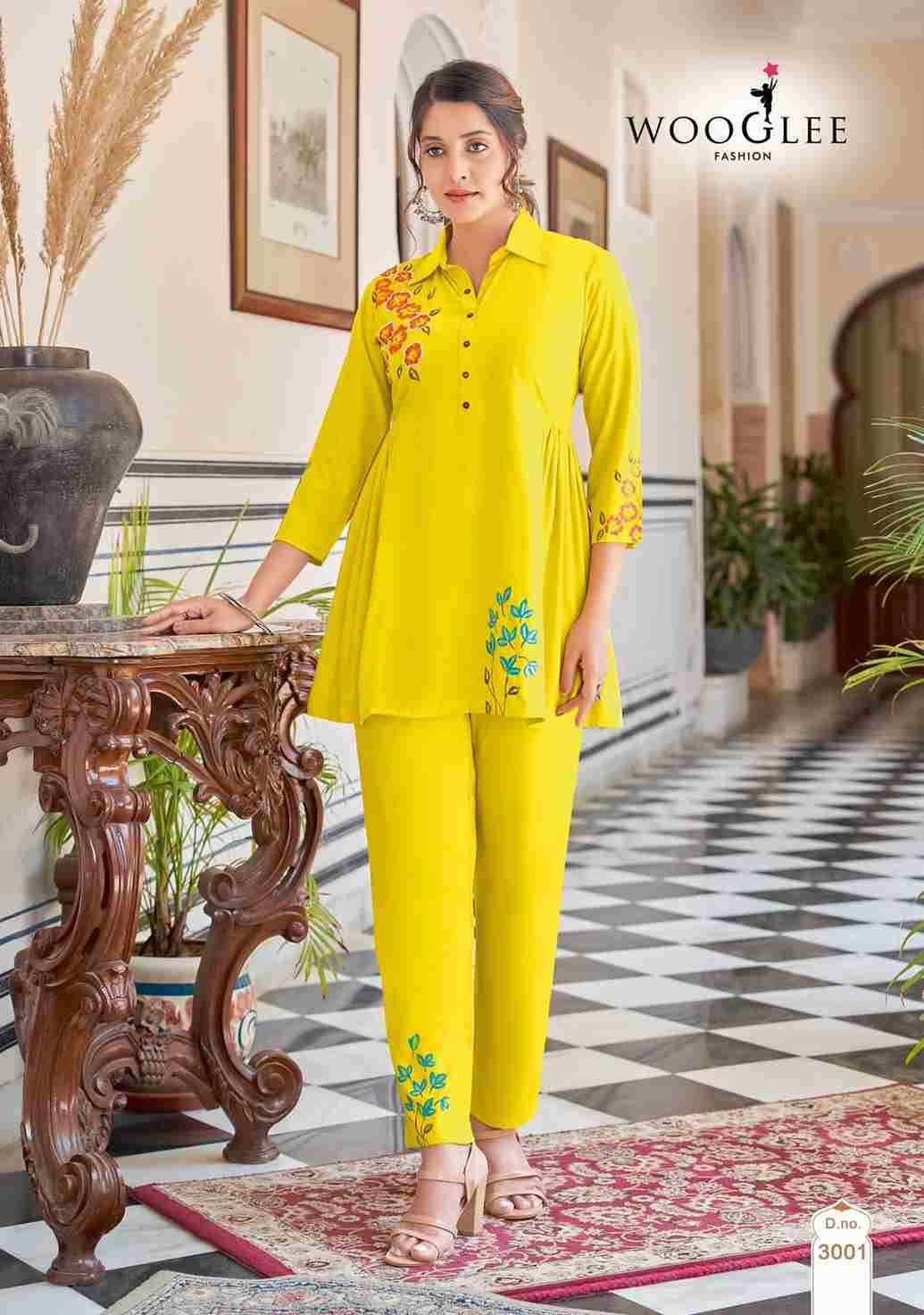 Tulips By Wooglee 3001 To 3004 Series Designer Stylish Fancy Colorful Beautiful Party Wear & Ethnic Wear Collection Heavy Rayon Co-Ord At Wholesale Price