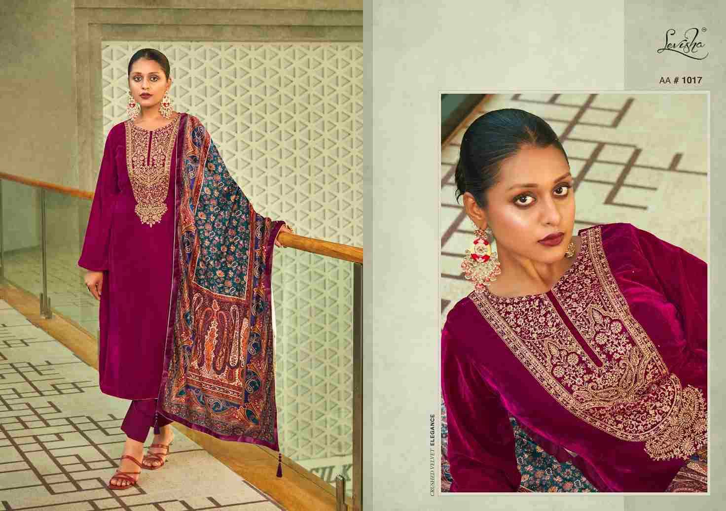 Aarohi By Levisha 1013 To 1017 Series Beautiful Festive Suits Stylish Fancy Colorful Party Wear & Occasional Wear Pure Velvet Embroidered Dresses At Wholesale Price