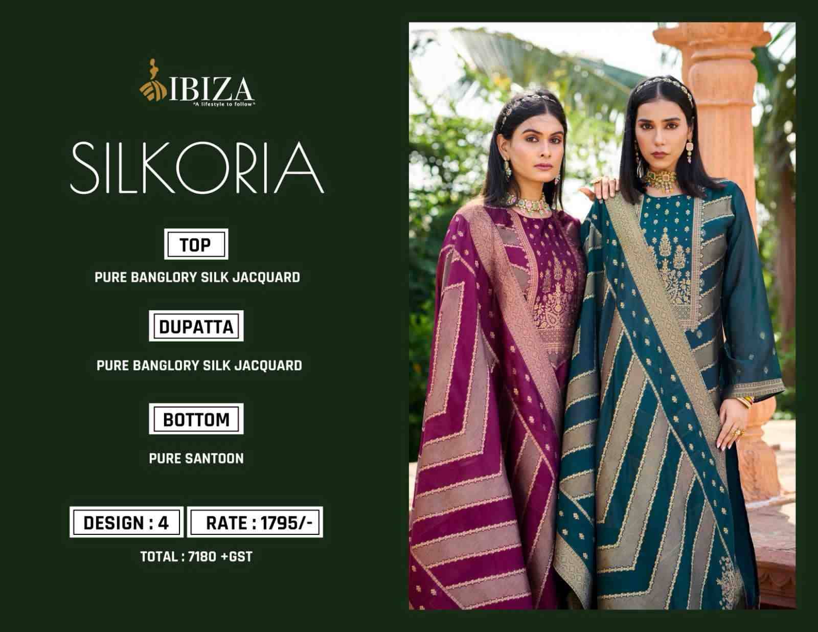 Silkoria By Ibiza 10551 To 10554 Series Beautiful Festive Suits Stylish Fancy Colorful Party Wear & Occasional Wear Pure Bangalori Silk Jacquard Embroidered Dresses At Wholesale Price