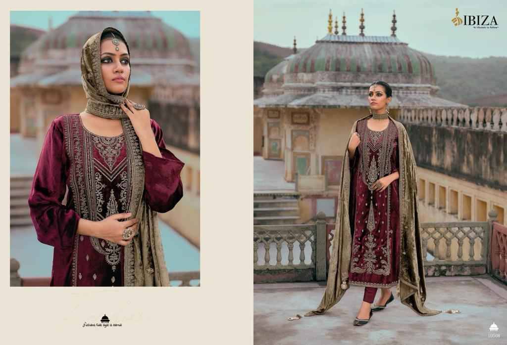 Noor-E-Jaha By Ibiza 10504 To 10511 Series Beautiful Festive Suits Stylish Fancy Colorful Party Wear & Occasional Wear Pure Viscose Velvet Dresses At Wholesale Price