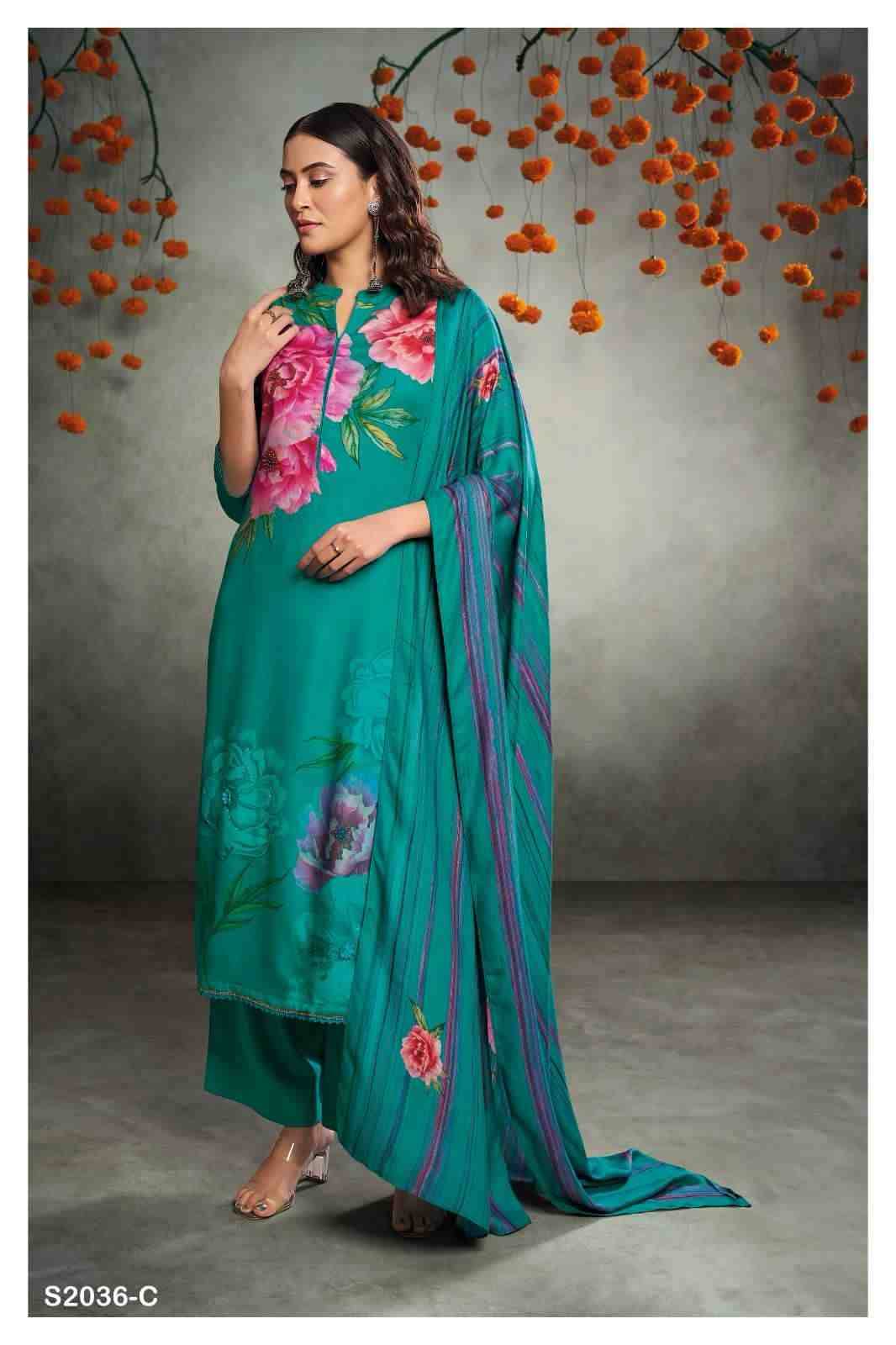 Sadhya-2036 By Ganga Fashion 2036-A To 2036-D Series Beautiful Festive Suits Stylish Fancy Colorful Party Wear & Occasional Wear Premium Pashmin Print With Embroidered Dresses At Wholesale Price