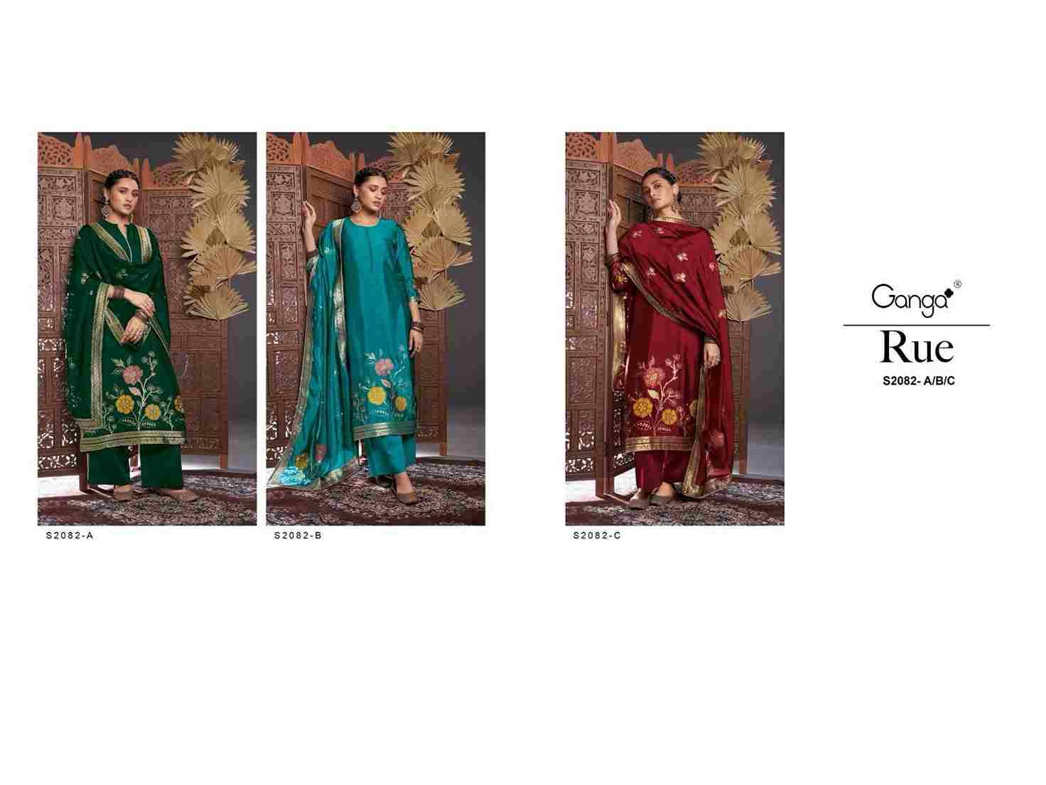 Rue-2082 By Ganga Fashion 2082-A To 2082-C Series Beautiful Festive Suits Stylish Fancy Colorful Party Wear & Occasional Wear Premium Viscose Silk Dresses At Wholesale Price