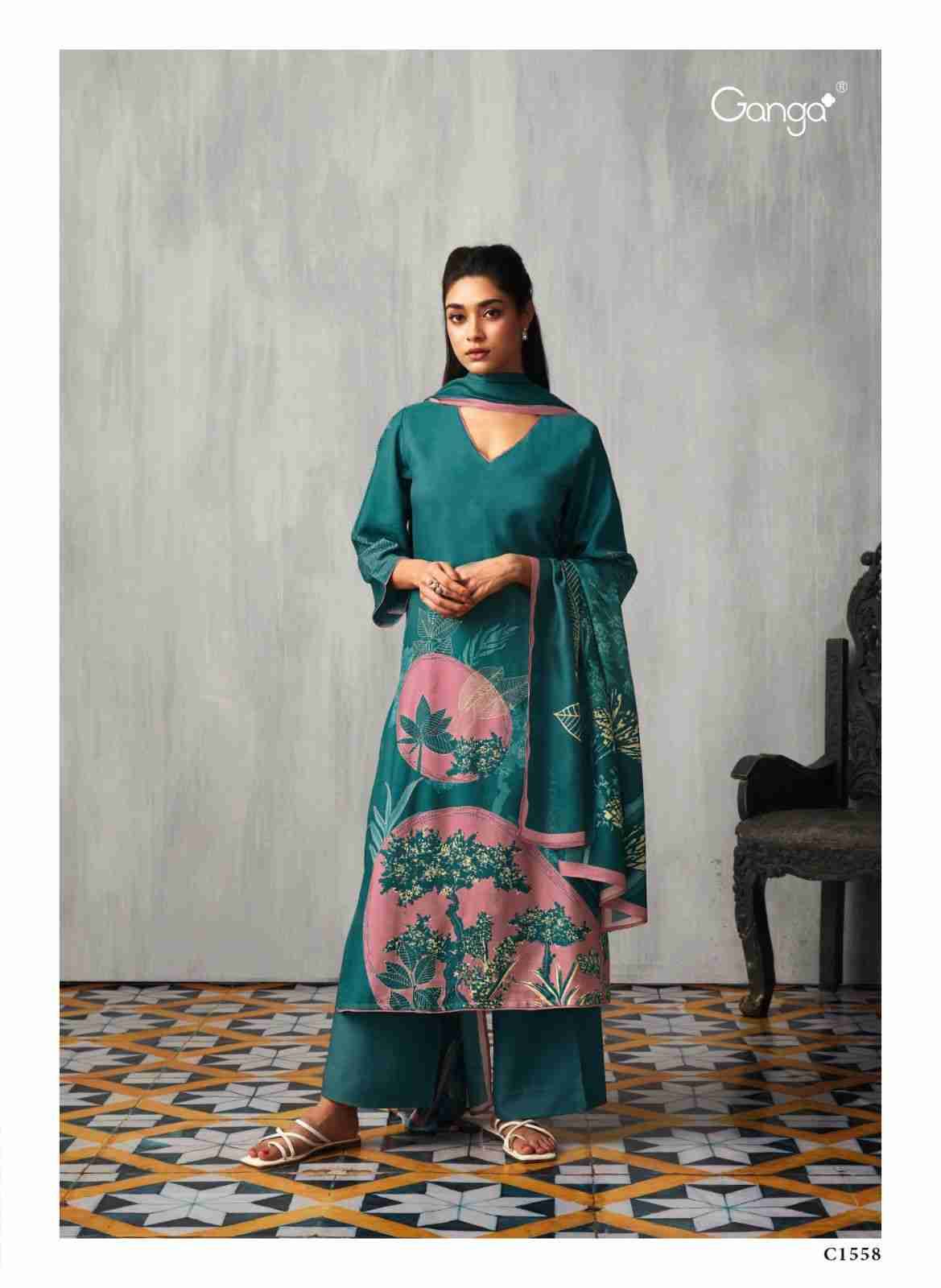 Sugandha By Ganga Fashion 1557 To 1562 Series Beautiful Stylish Festive Suits Fancy Colorful Casual Wear & Ethnic Wear & Ready To Wear Pure Pashmina Dresses At Wholesale Price