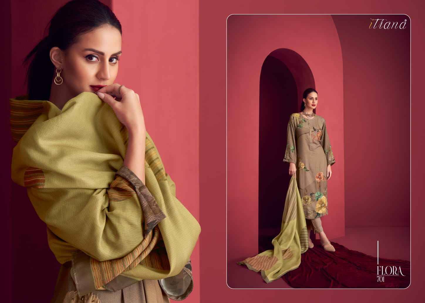 Flora By Itrana Beautiful Stylish Festive Suits Fancy Colorful Casual Wear & Ethnic Wear & Ready To Wear Staple Twill Print Dresses At Wholesale Price