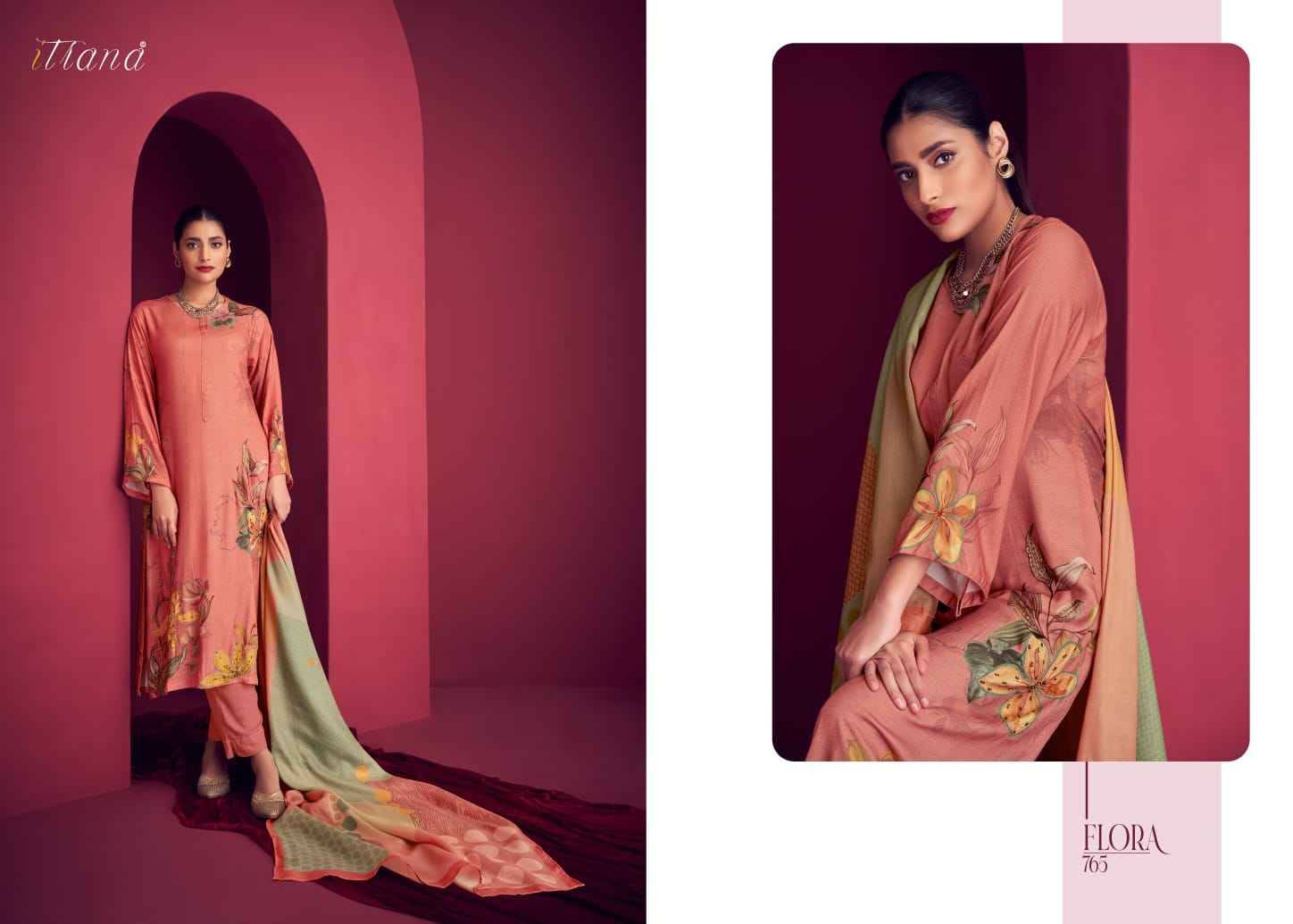 Flora By Itrana Beautiful Stylish Festive Suits Fancy Colorful Casual Wear & Ethnic Wear & Ready To Wear Staple Twill Print Dresses At Wholesale Price