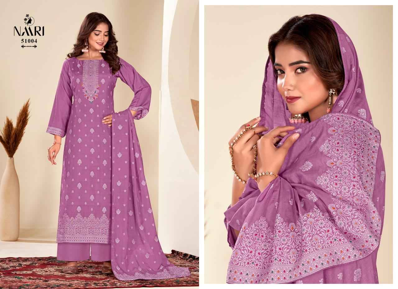 Vistara By Naari 51001 To 51004 Series Beautiful Stylish Festive Suits Fancy Colorful Casual Wear & Ethnic Wear & Ready To Wear Pure Muslin Jacquard Dresses At Wholesale Price