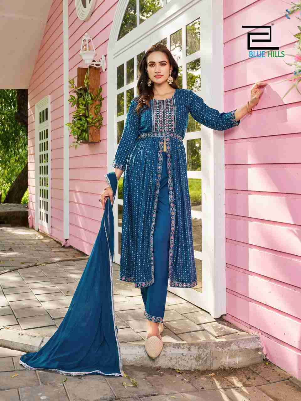 Fashion Reel Vol-1 By Blue Hills 1001 To 1008 Series Beautiful Stylish Suits Fancy Colorful Casual Wear & Ethnic Wear & Ready To Wear Rayon Foil Print Dresses At Wholesale Price