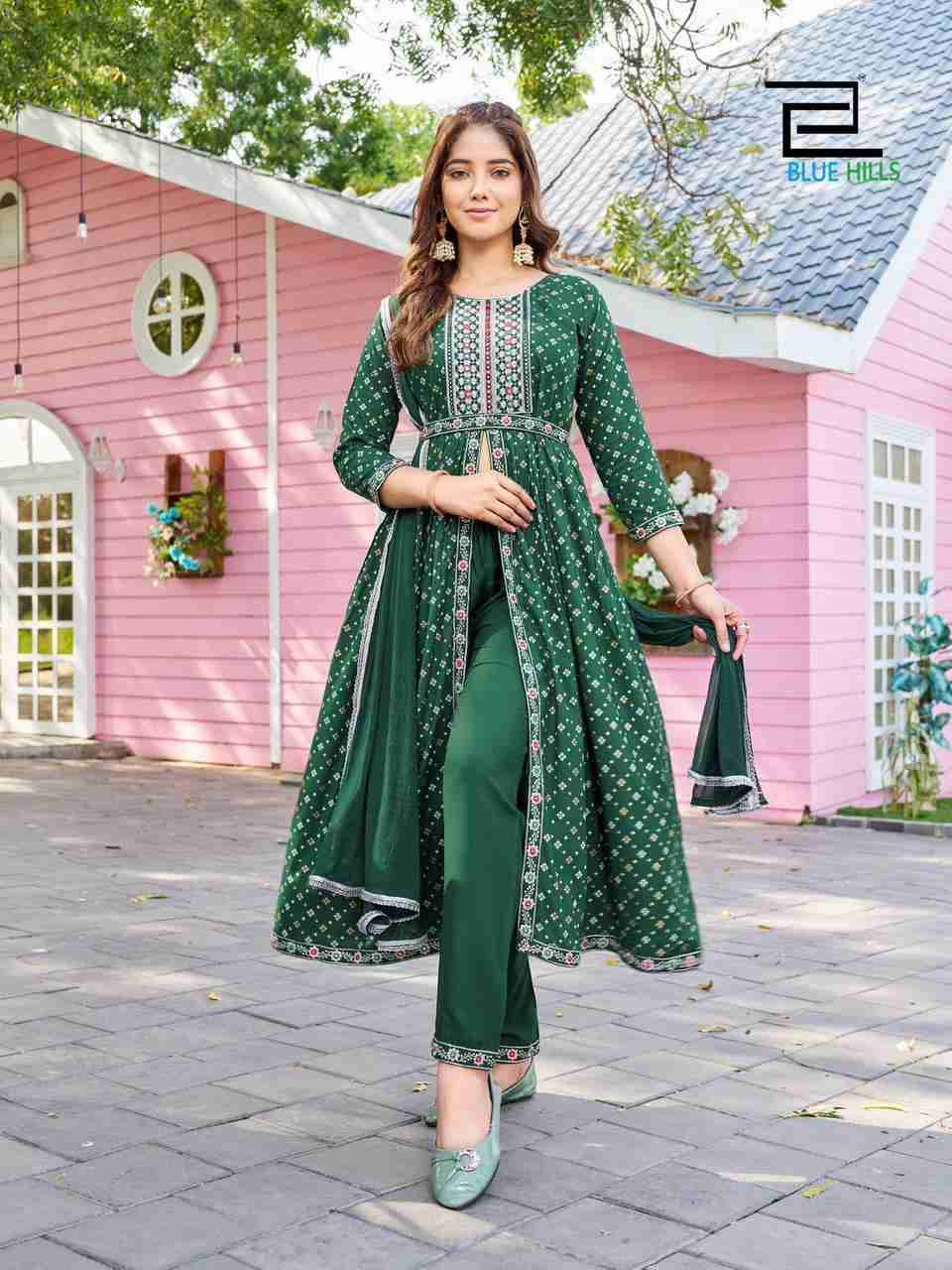 Fashion Reel Vol-1 By Blue Hills 1001 To 1008 Series Beautiful Stylish Suits Fancy Colorful Casual Wear & Ethnic Wear & Ready To Wear Rayon Foil Print Dresses At Wholesale Price