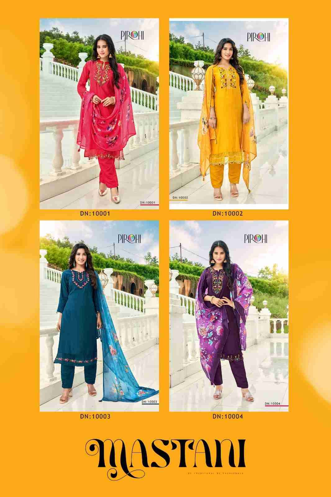Mastani By Pirohi 10001 To 10004 Series Beautiful Stylish Suits Fancy Colorful Casual Wear & Ethnic Wear & Ready To Wear Viscose Silk Dresses At Wholesale Price