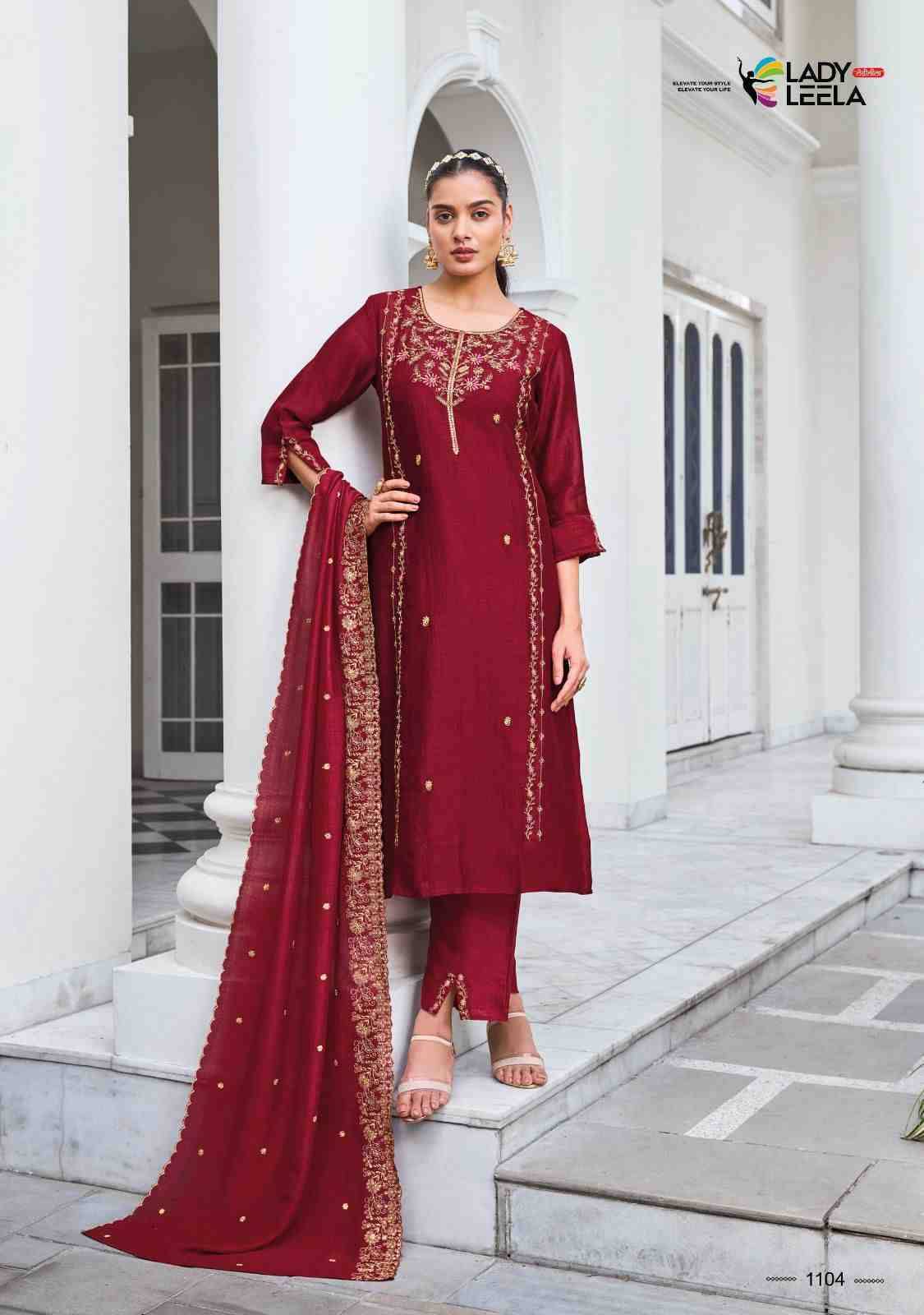 Noor By Lady Leela 1101 To 1106 Series Designer Festive Suits Collection Beautiful Stylish Fancy Colorful Party Wear & Occasional Wear Pure Silk Embroidered Dresses At Wholesale Price