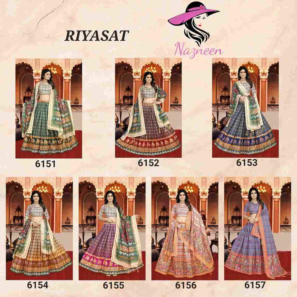 Riyasat By Nazneen 6151 To 6157 Series Designer Beautiful Festive Collection Occasional Wear & Party Wear Dola Silk Lehengas At Wholesale Price