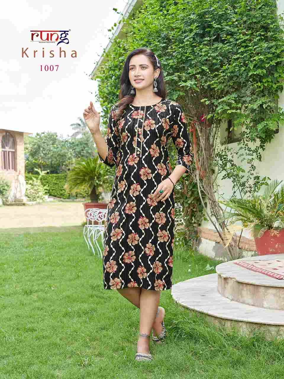Krisha By Rung 1001 To 1008 Series Designer Stylish Fancy Colorful Beautiful Party Wear & Ethnic Wear Collection Rayon Foil Kurtis At Wholesale Price
