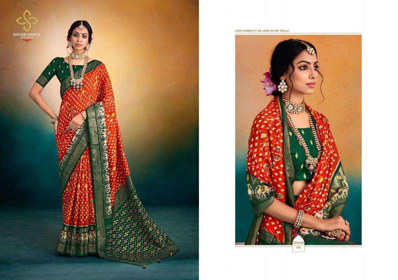 Prabhatam By Shubh Shree 101 To 112 Series Indian Traditional Wear Collection Beautiful Stylish Fancy Colorful Party Wear & Occasional Wear Georgette Silk Sarees At Wholesale Price