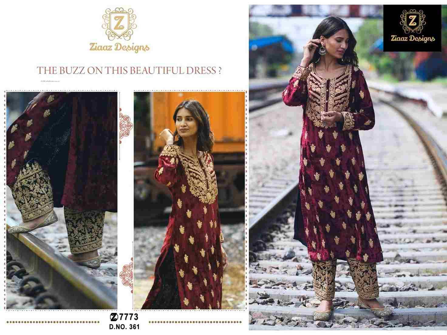 Ziaaz Designs Hit Design 361 By Ziaaz Designs Beautiful Stylish Pakistani Suits Fancy Colorful Casual Wear & Ethnic Wear & Ready To Wear Velvet Embroidery Dresses At Wholesale Price