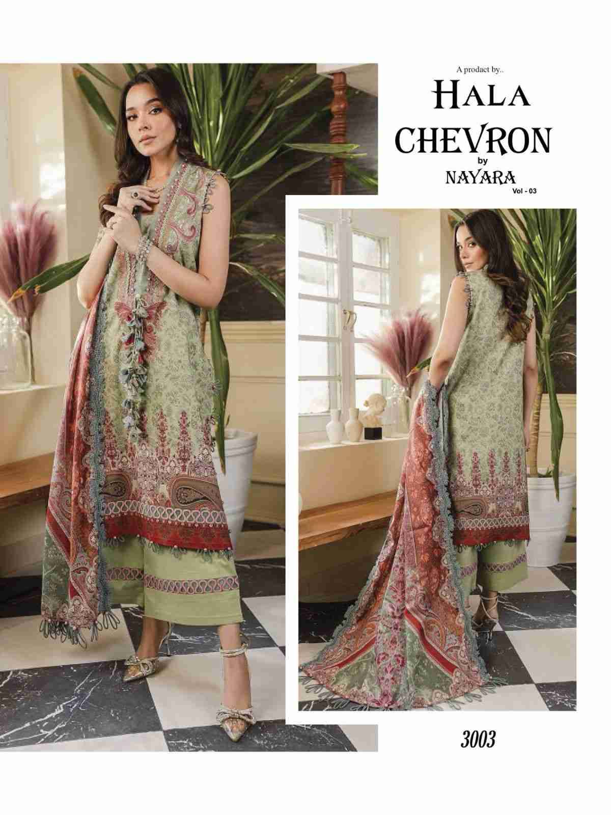 Chevron Vol-3 By Hala 3001 To 3006 Series Beautiful Festive Suits Colorful Stylish Fancy Casual Wear & Ethnic Wear Pure Cotton Print Dresses At Wholesale Price