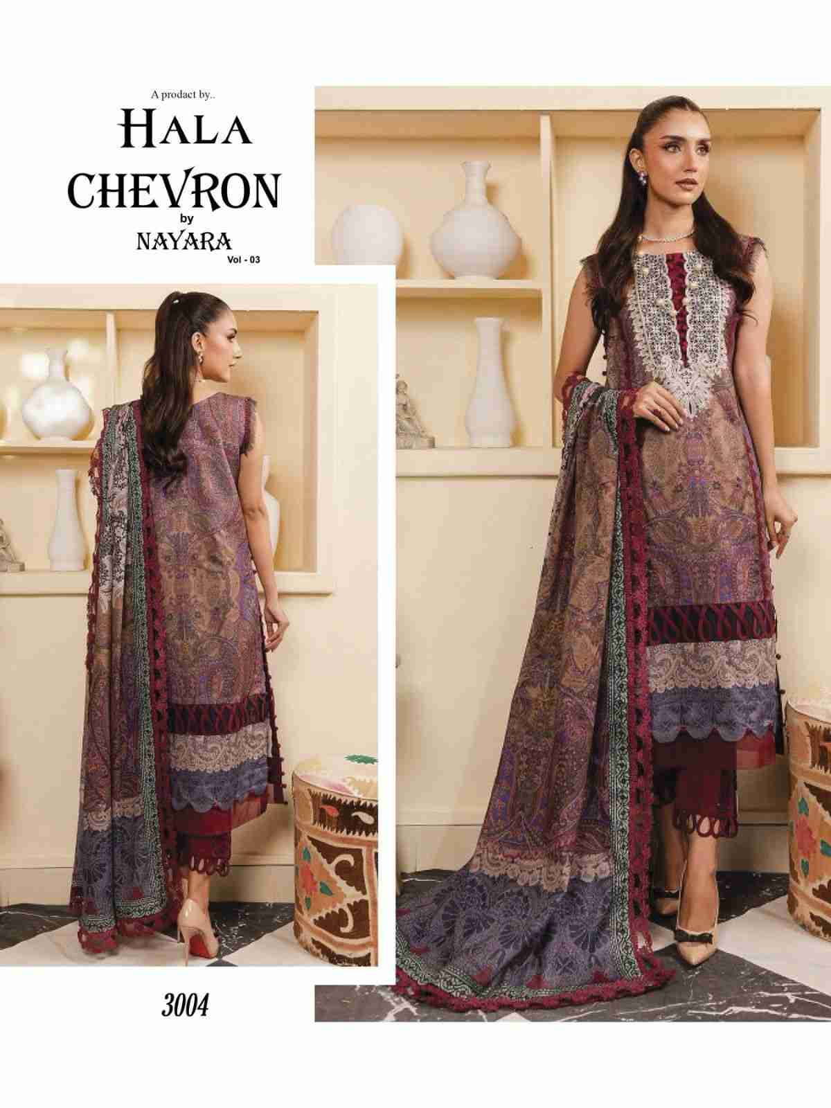 Chevron Vol-3 By Hala 3001 To 3006 Series Beautiful Festive Suits Colorful Stylish Fancy Casual Wear & Ethnic Wear Pure Cotton Print Dresses At Wholesale Price