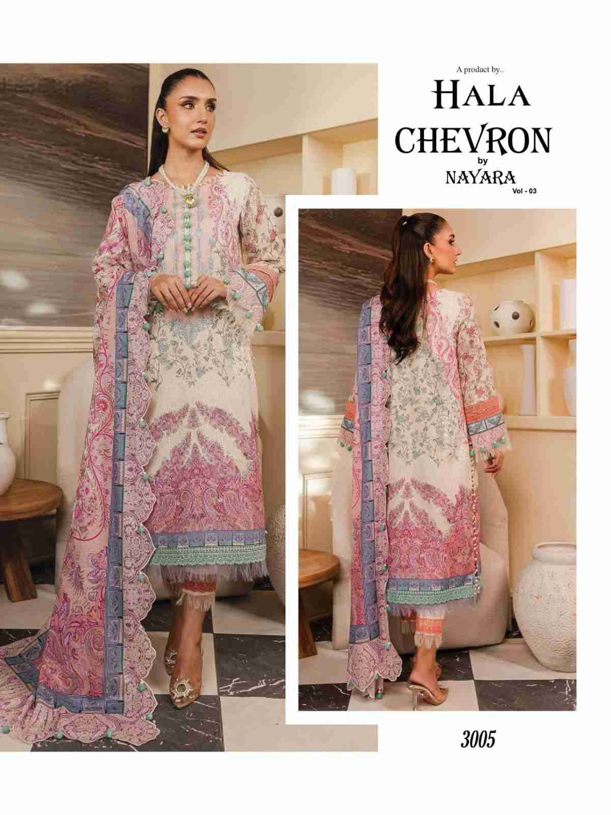 Chevron Vol-3 By Hala 3001 To 3006 Series Beautiful Festive Suits Colorful Stylish Fancy Casual Wear & Ethnic Wear Pure Cotton Print Dresses At Wholesale Price
