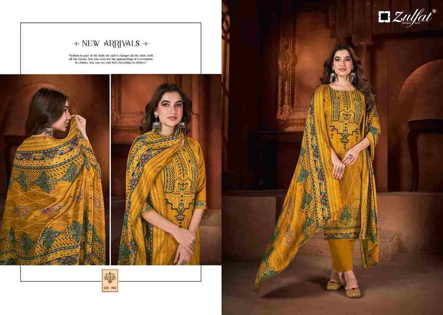 Riyana By Zulfat 520-001 To 520-008 Series Beautiful Festive Suits Stylish Fancy Colorful Casual Wear & Ethnic Wear Pure Pashmina Digital Print Dresses At Wholesale Price