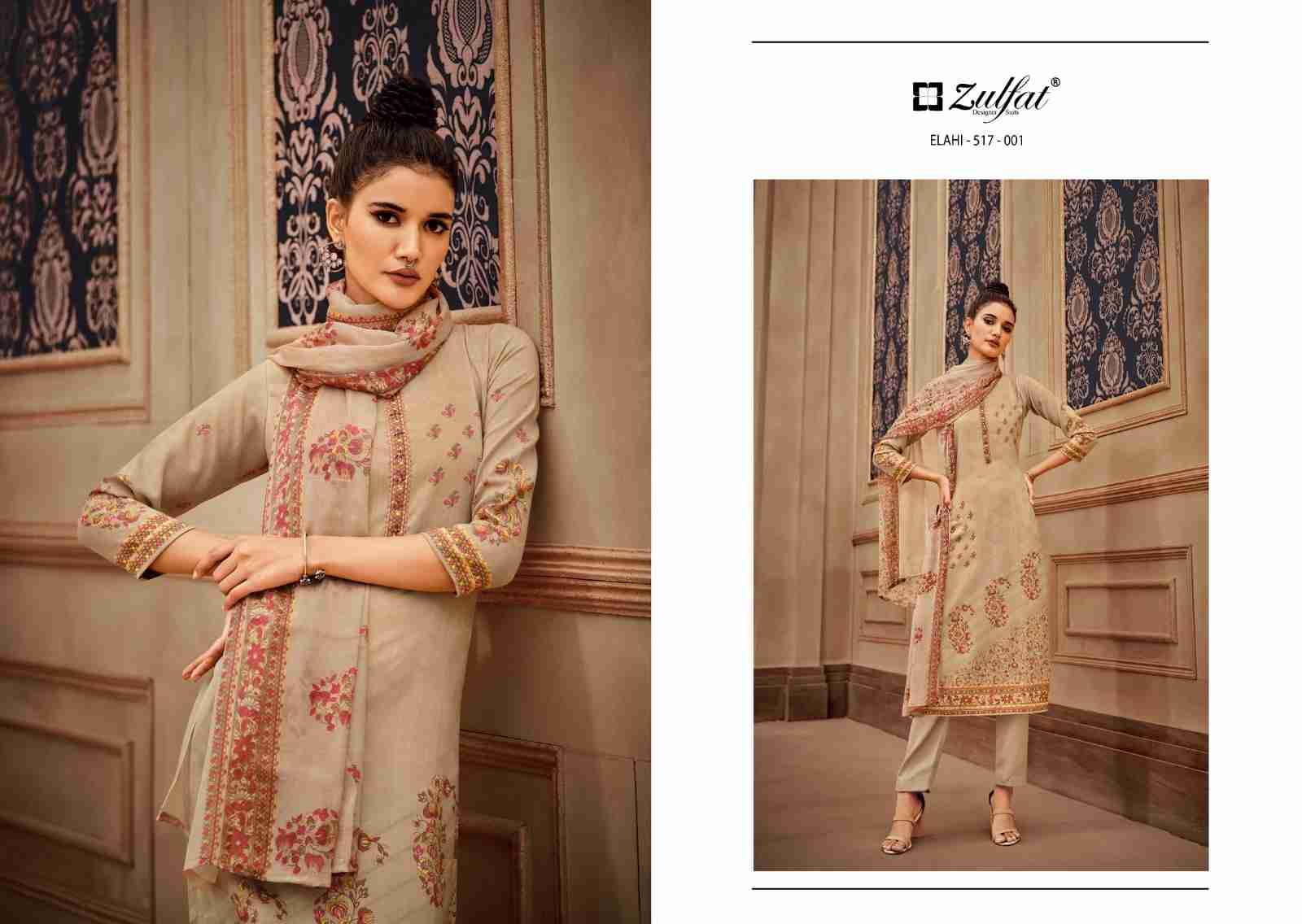 Elahi By Zulfat 517-001 To 517-010 Series Beautiful Festive Suits Stylish Fancy Colorful Casual Wear & Ethnic Wear Pure Pashmina Digital Print Dresses At Wholesale Price