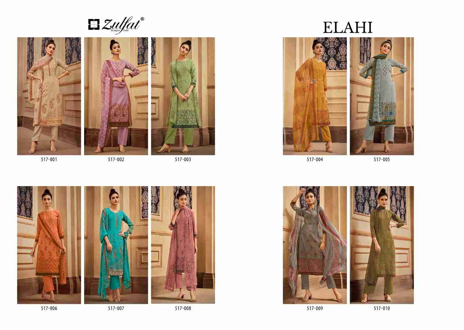 Elahi By Zulfat 517-001 To 517-010 Series Beautiful Festive Suits Stylish Fancy Colorful Casual Wear & Ethnic Wear Pure Pashmina Digital Print Dresses At Wholesale Price