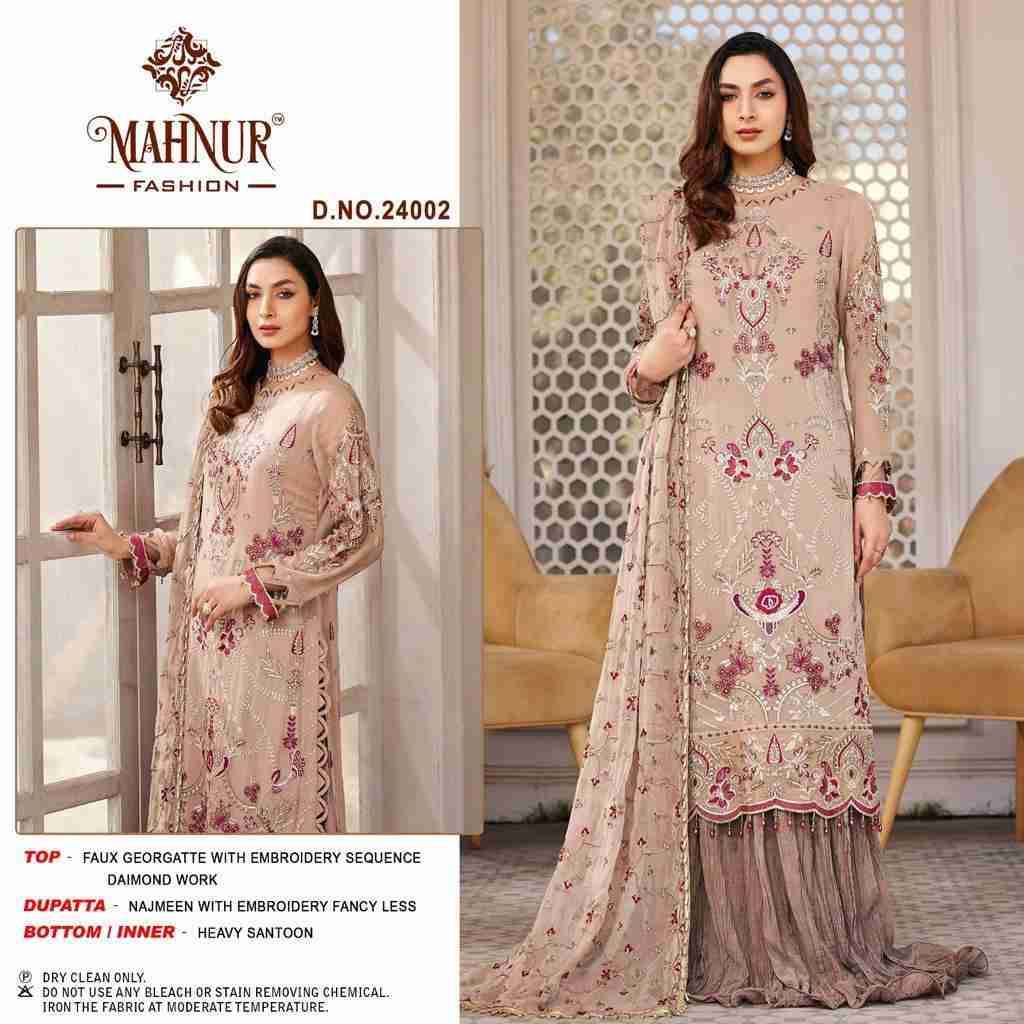 Mahnur Vol-24 By Mahnur Fashion 24001 To 24003 Series Designer Pakistani Suits Beautiful Stylish Fancy Colorful Party Wear & Occasional Wear Faux Georgette Embroidered Dresses At Wholesale Price