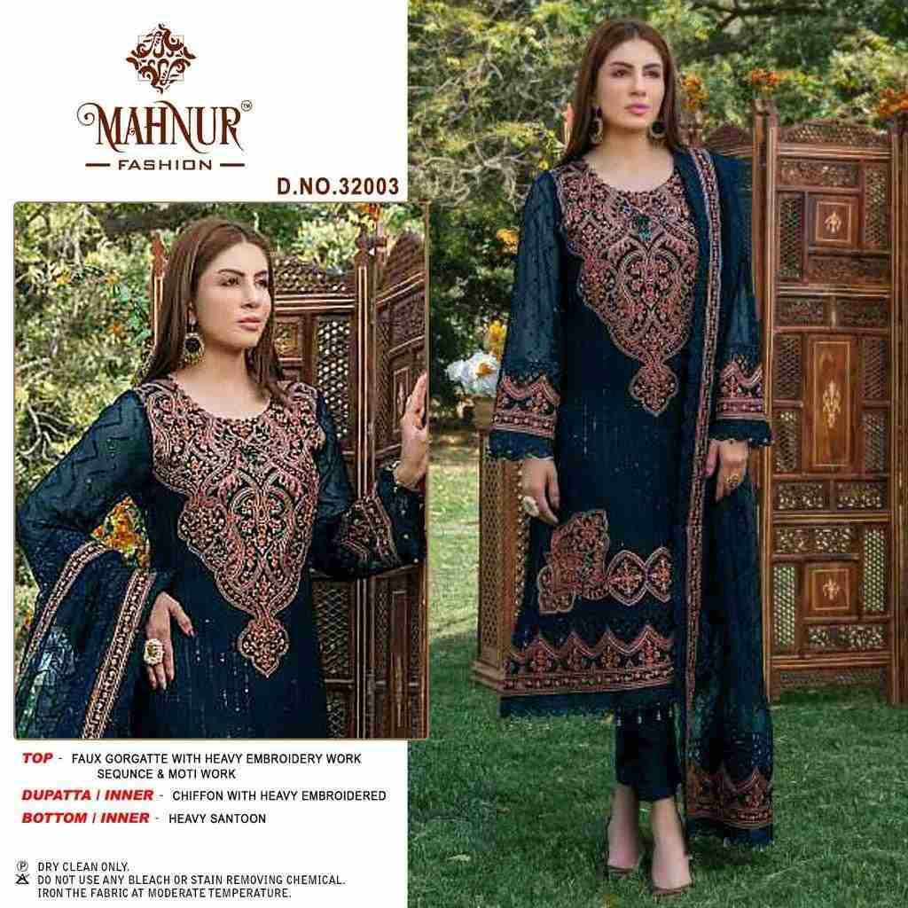 Mahnur Vol-32 By Mahnur Fashion 32001 To 32003 Series Designer Pakistani Suits Beautiful Stylish Fancy Colorful Party Wear & Occasional Wear Faux Georgette Embroidered Dresses At Wholesale Price
